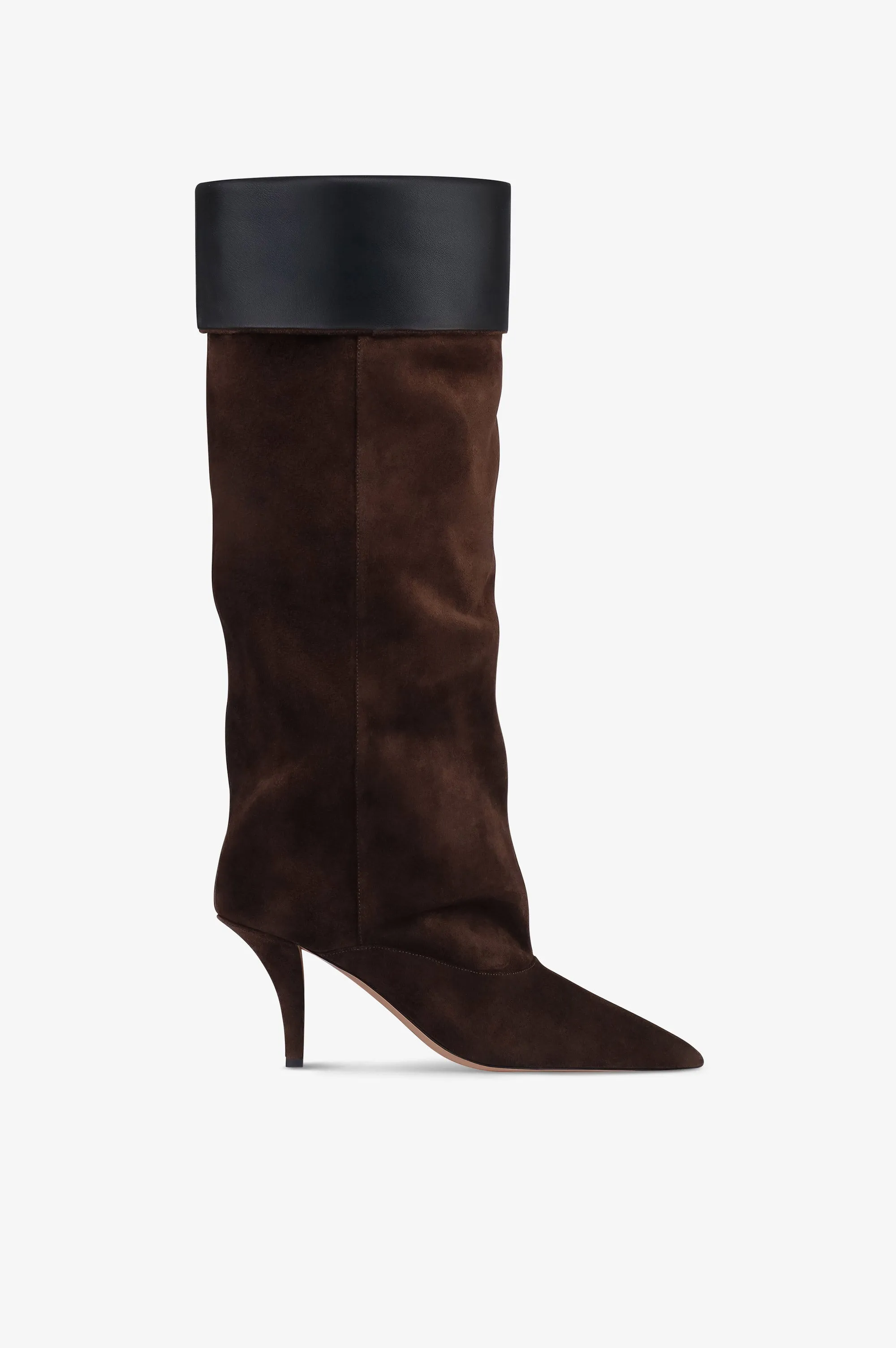 Boots in chocolate calf suede leather sold by Paris Texas