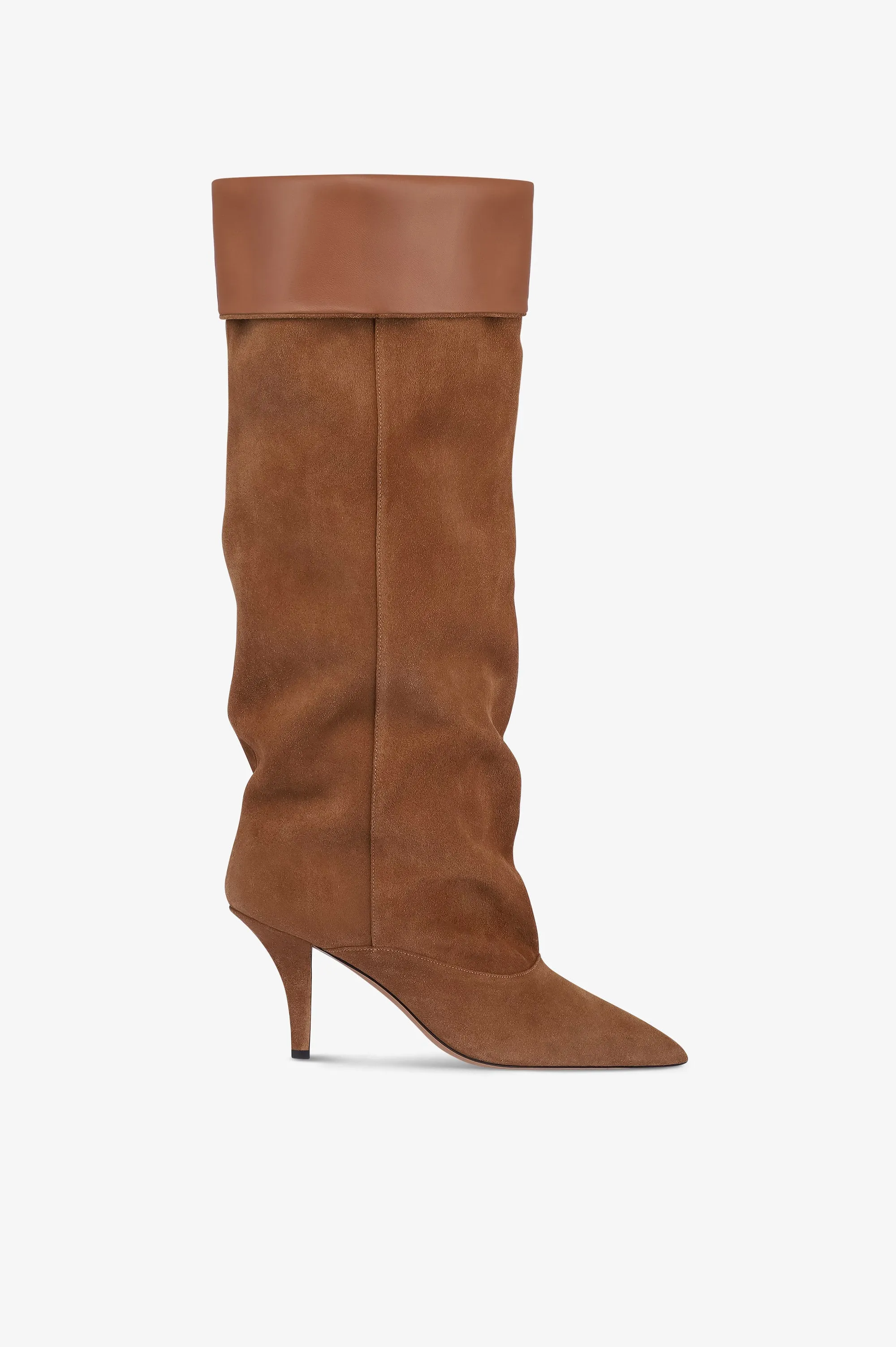 Boots in light brown calf suede leather sold by Paris Texas