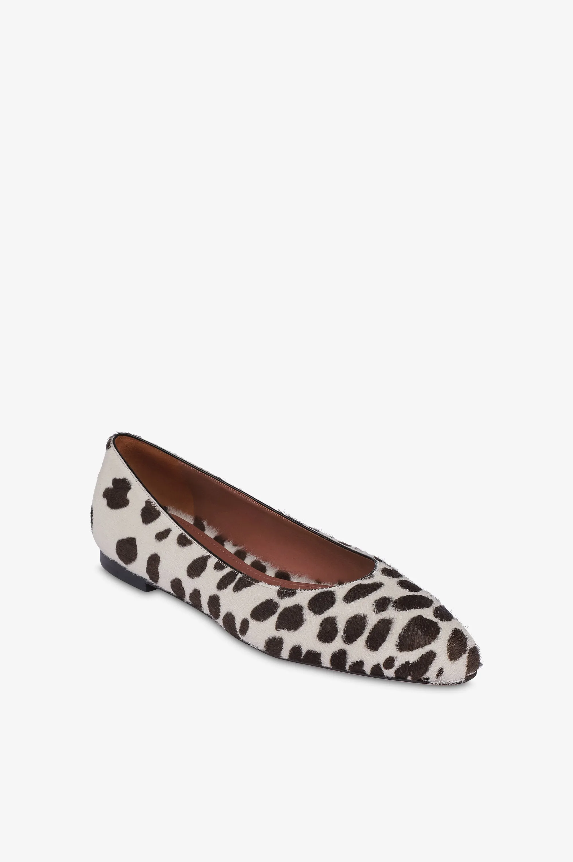Ballet flats in white and dark brown printed cowhide sold by Paris Texas product image thumbnail 5