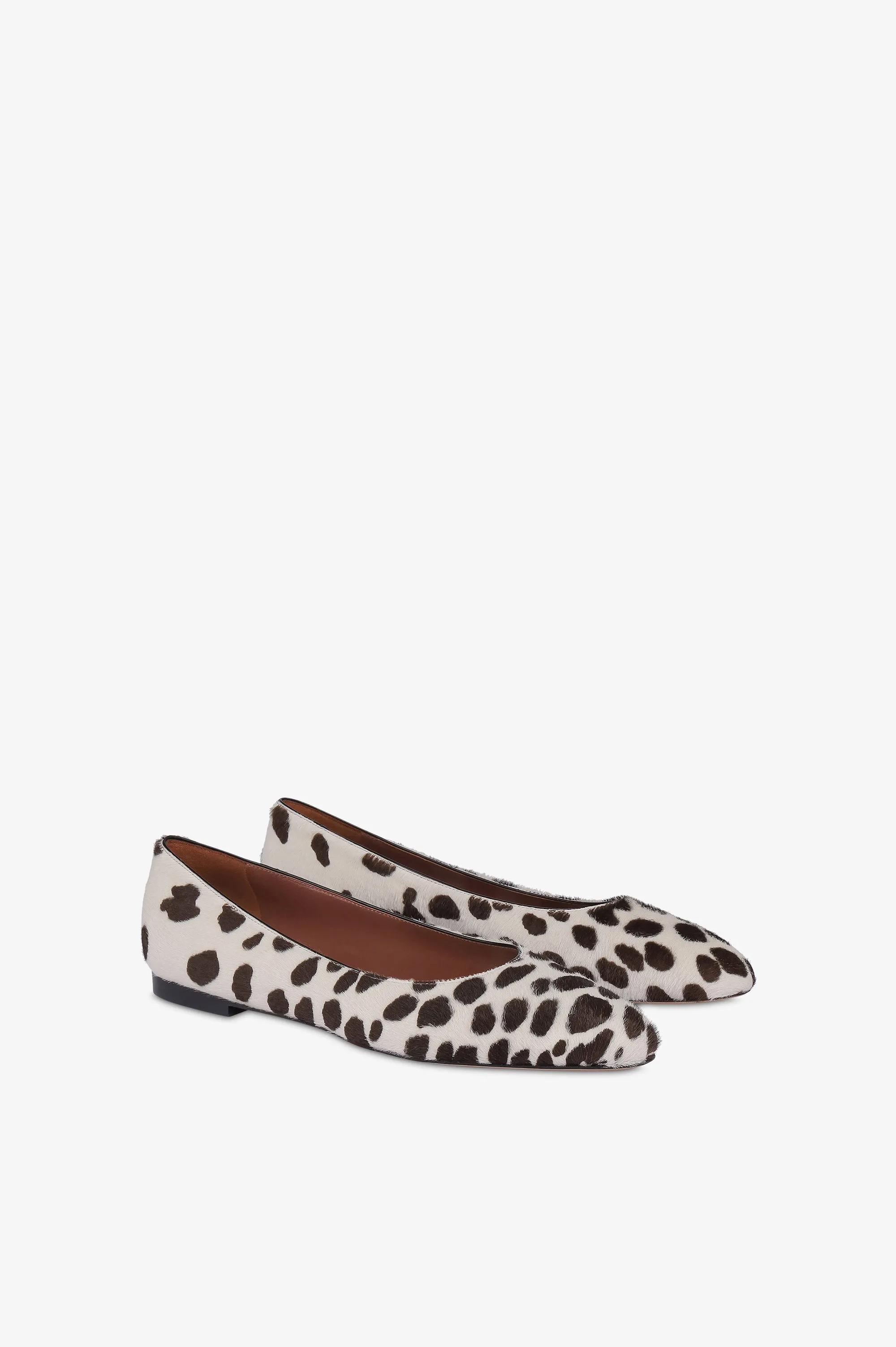 Ballet flats in white and dark brown printed cowhide sold by Paris Texas product image thumbnail 2