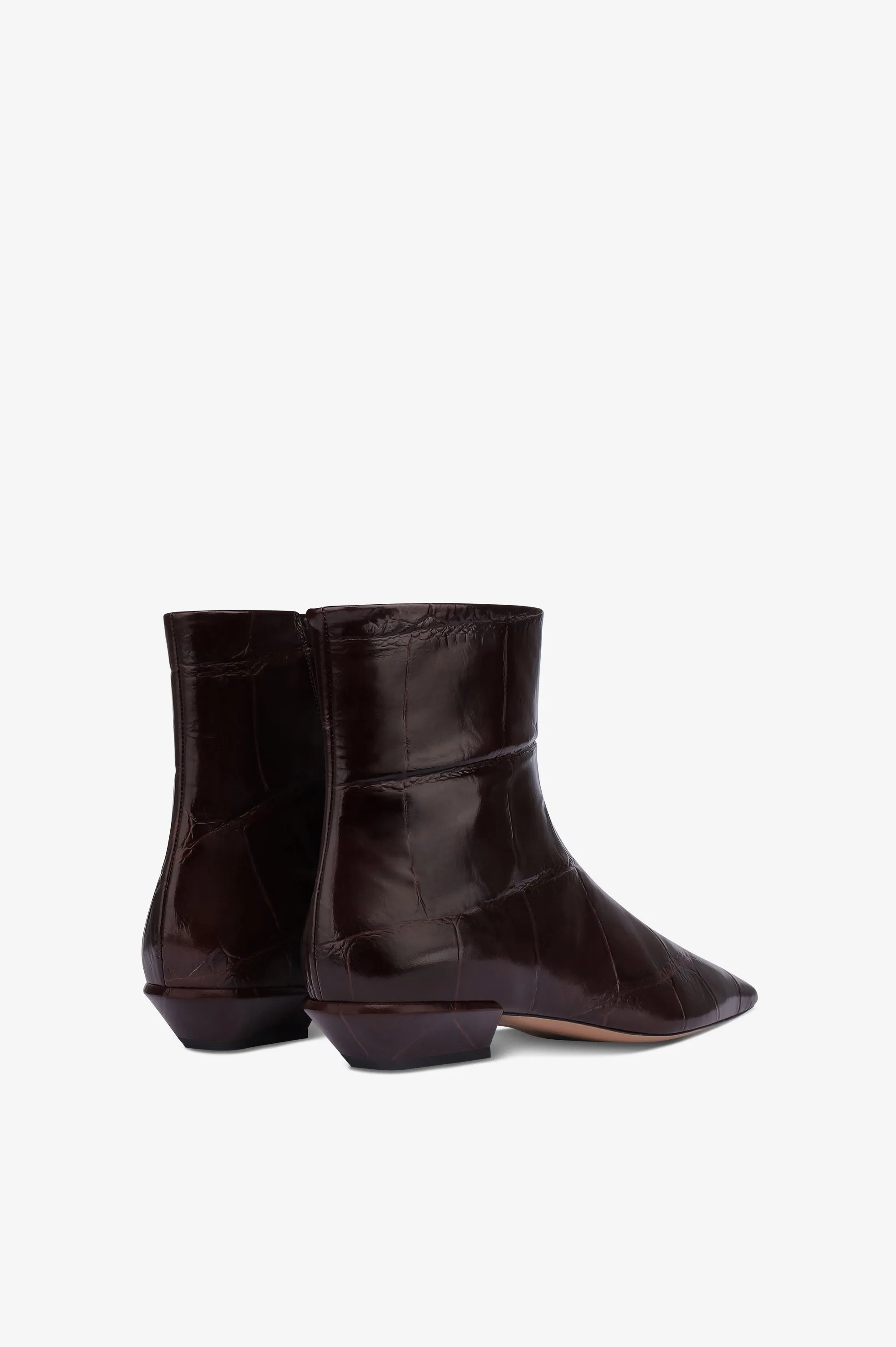 Ankle boots in rouge noir croco-embossed leather sold by Paris Texas product image thumbnail 3