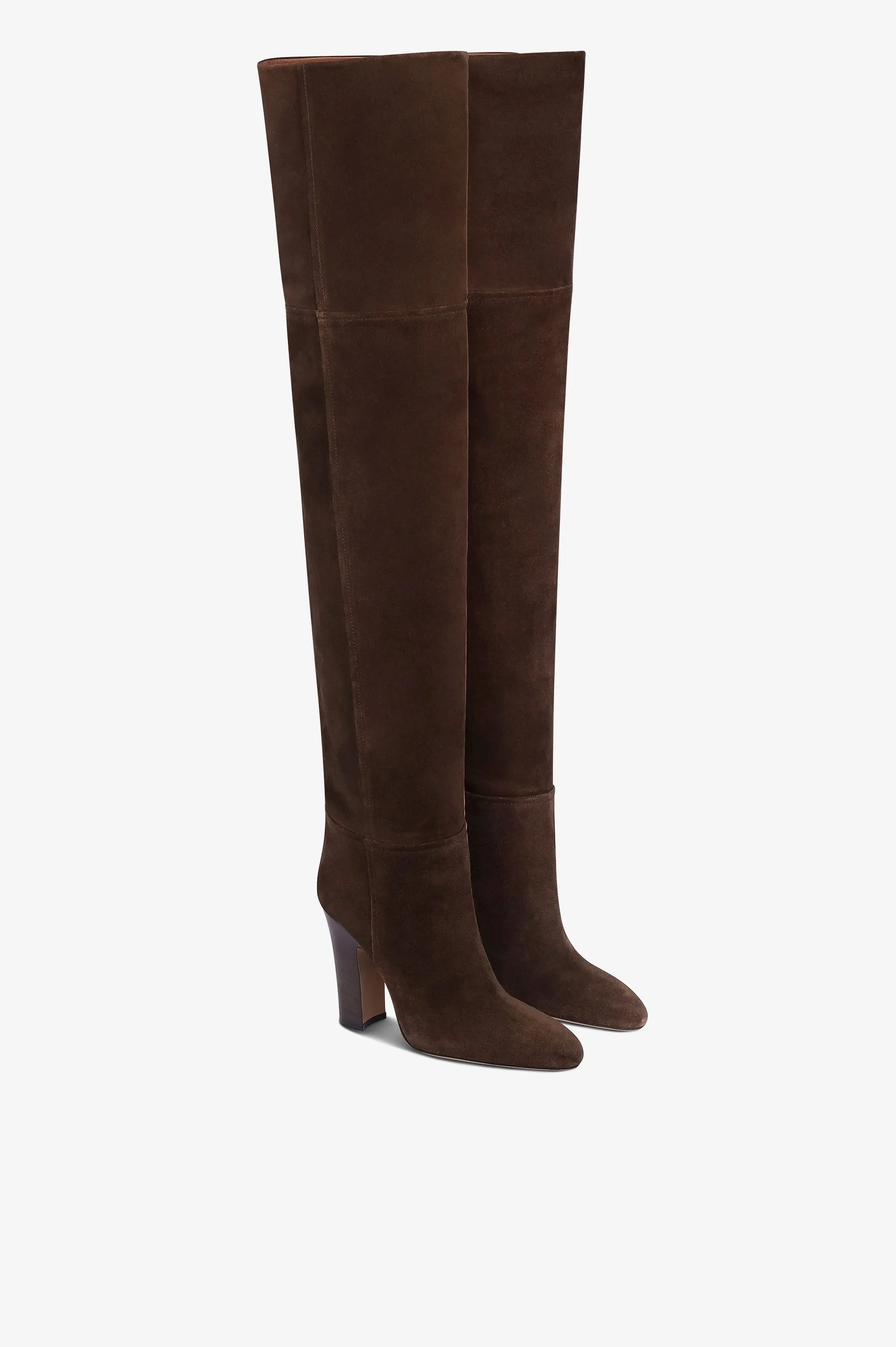 Over-the-knee boots in ebony calf suede leather sold by Paris Texas product image thumbnail 2
