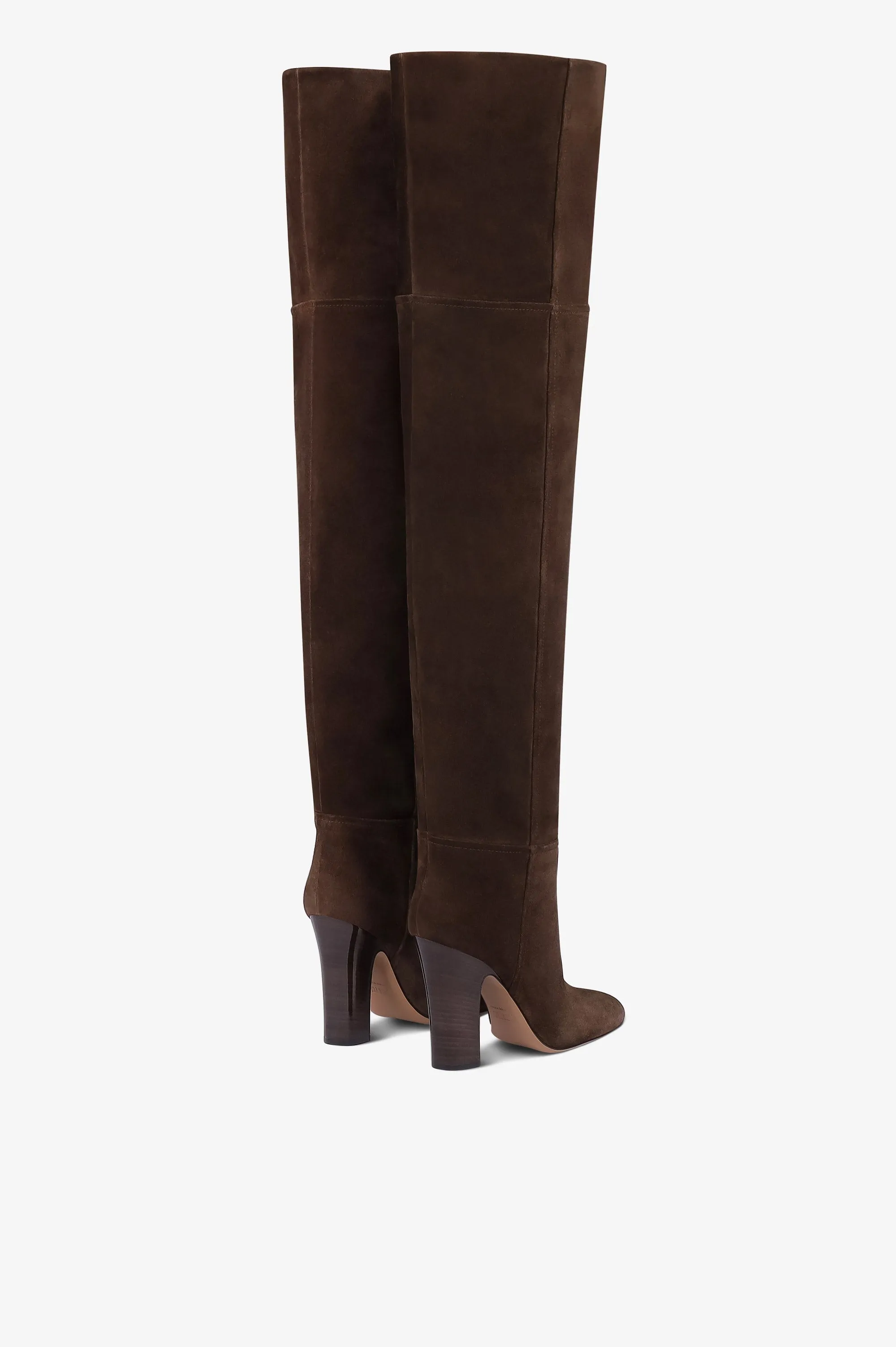 Over-the-knee boots in ebony calf suede leather sold by Paris Texas product image thumbnail 3