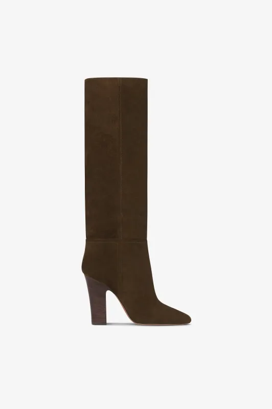 Boots in ebony calf suede leather sold by Paris Texas