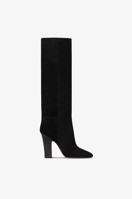 Boots in black calf suede leather sold by Paris Texas