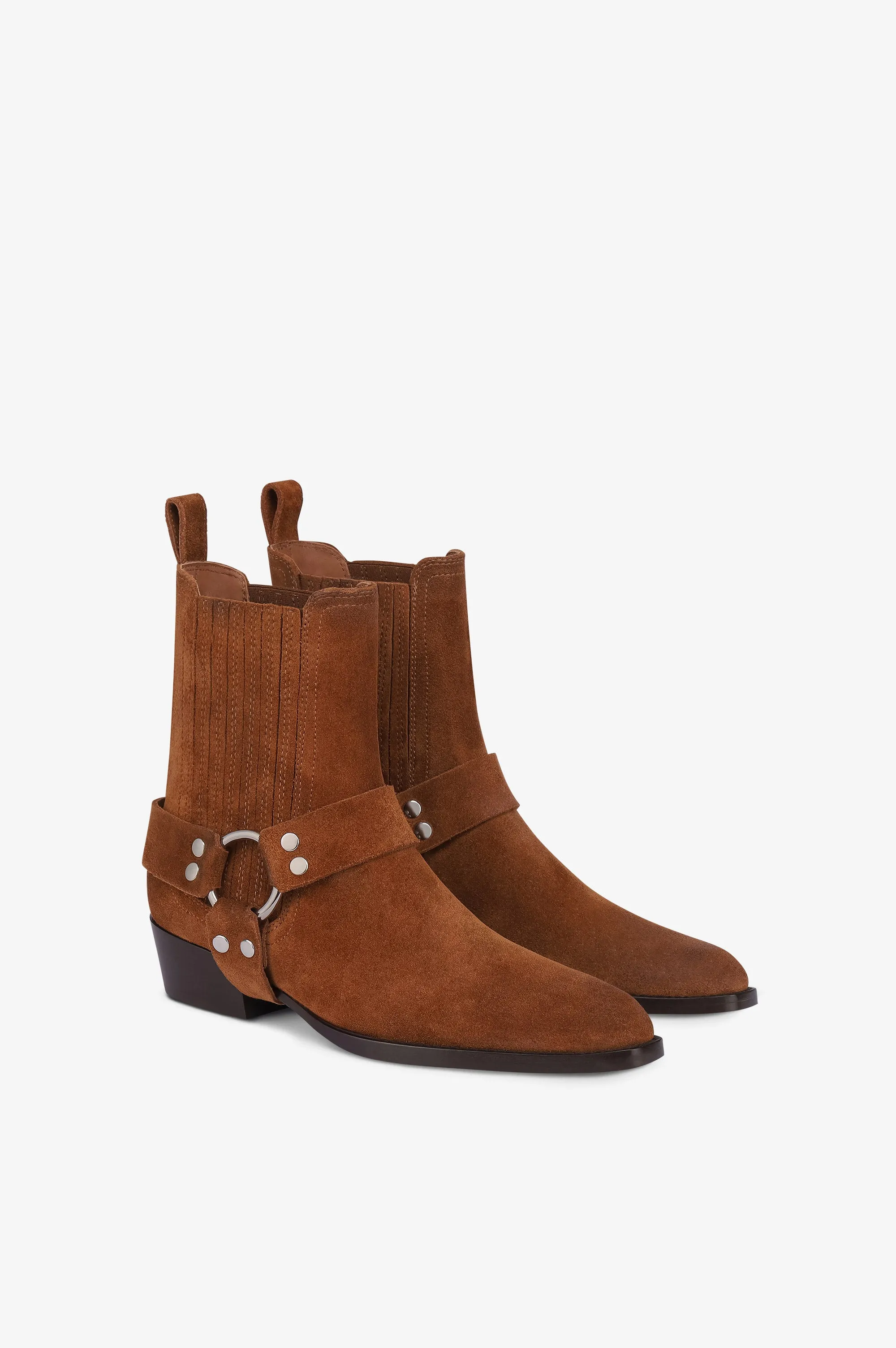 Ankle boots in cognac calf suede leather sold by Paris Texas product image thumbnail 2