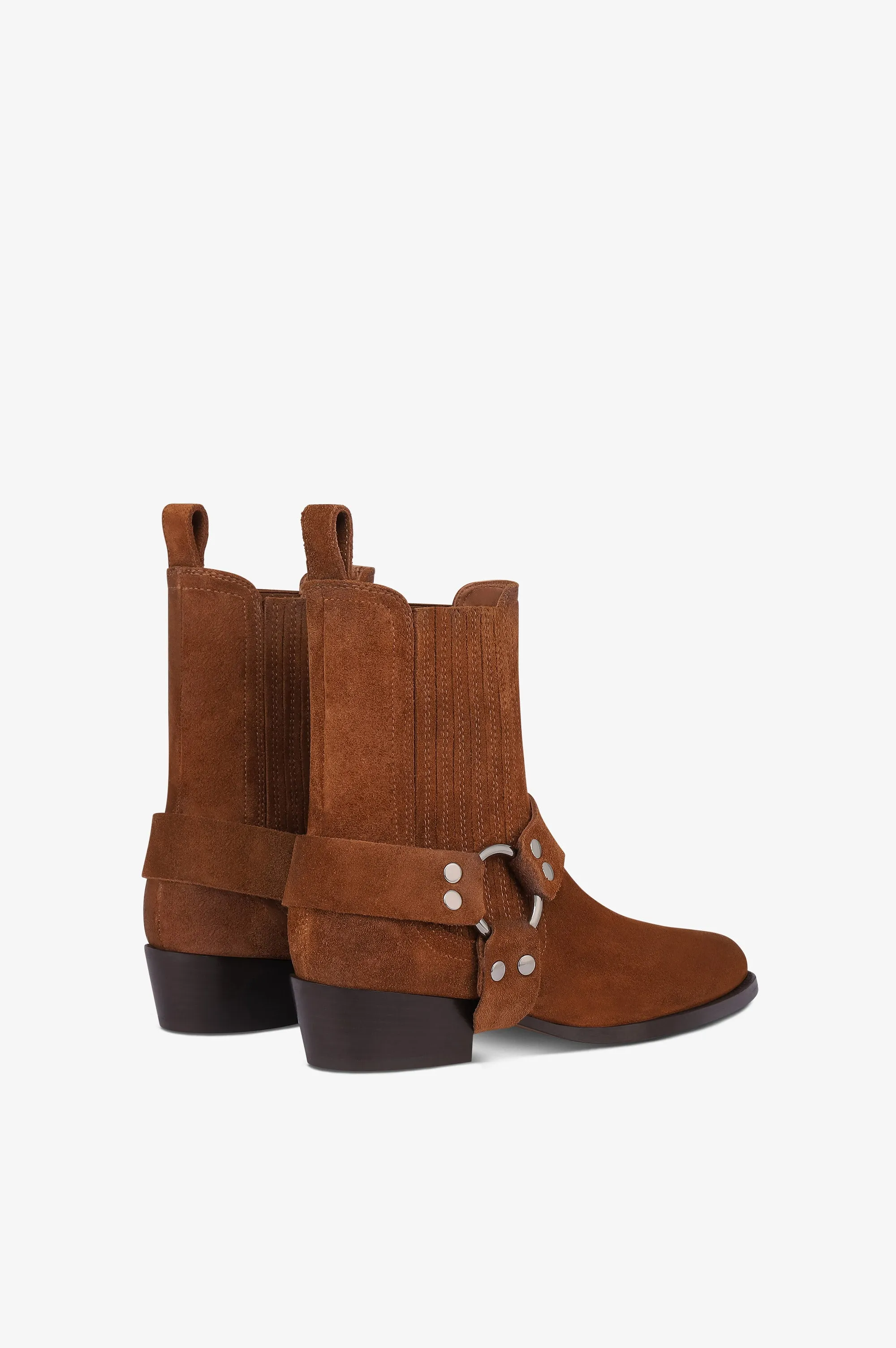 Ankle boots in cognac calf suede leather sold by Paris Texas product image thumbnail 3