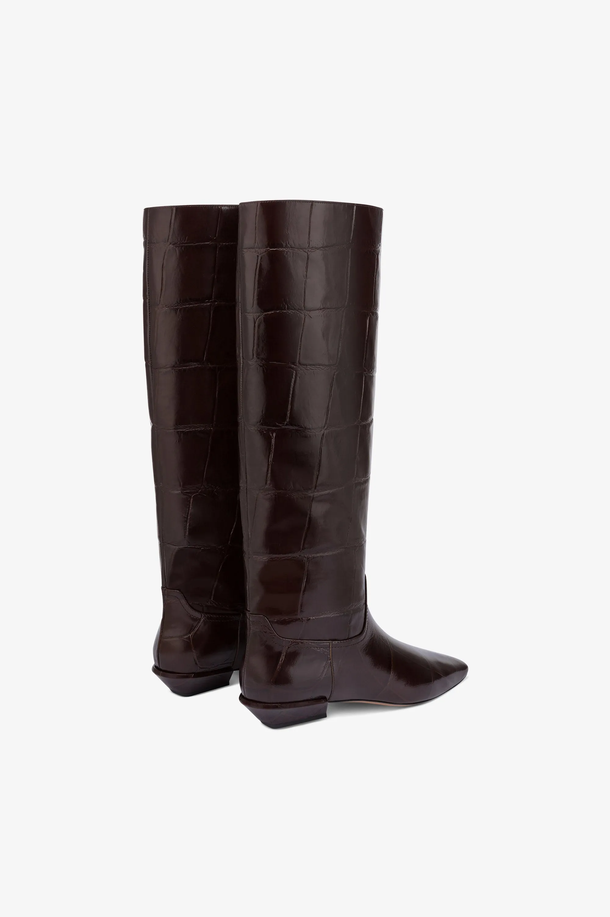 Boots in ebony croco-embossed leather sold by Paris Texas product image thumbnail 3