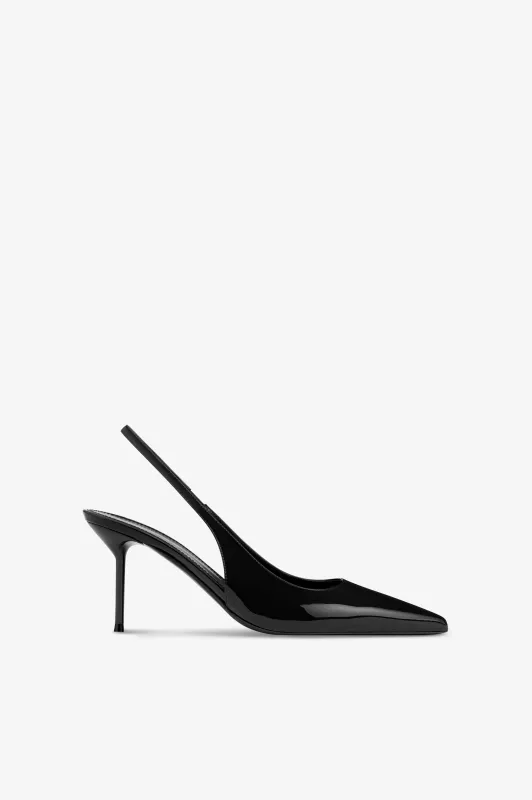 Slingbacks in black patent leather sold by Paris Texas