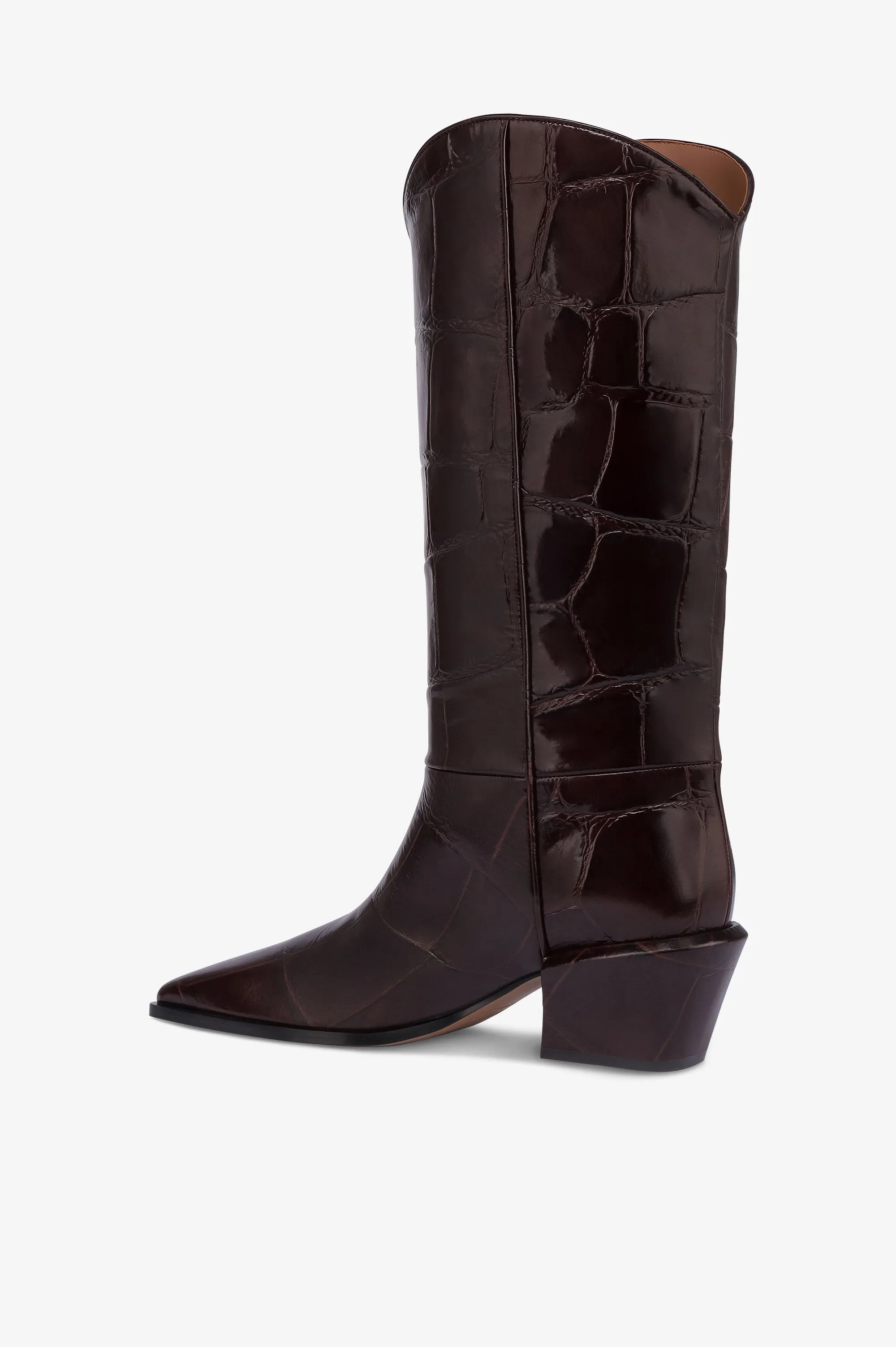 Boots in rouge noir croco-embossed leather sold by Paris Texas product image thumbnail 5