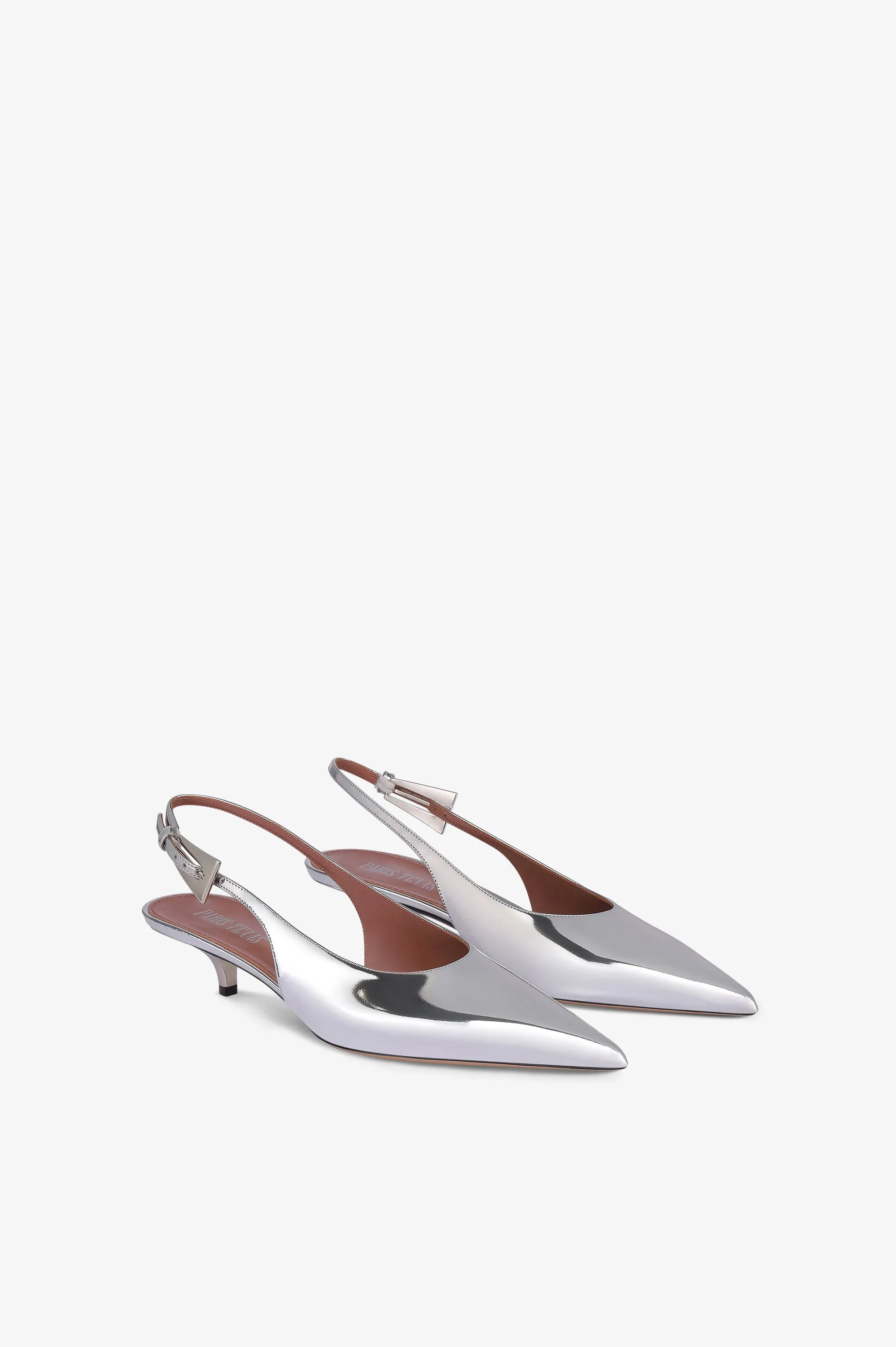 Slingbacks in silver mirror-effect leather sold by Paris Texas product image thumbnail 2