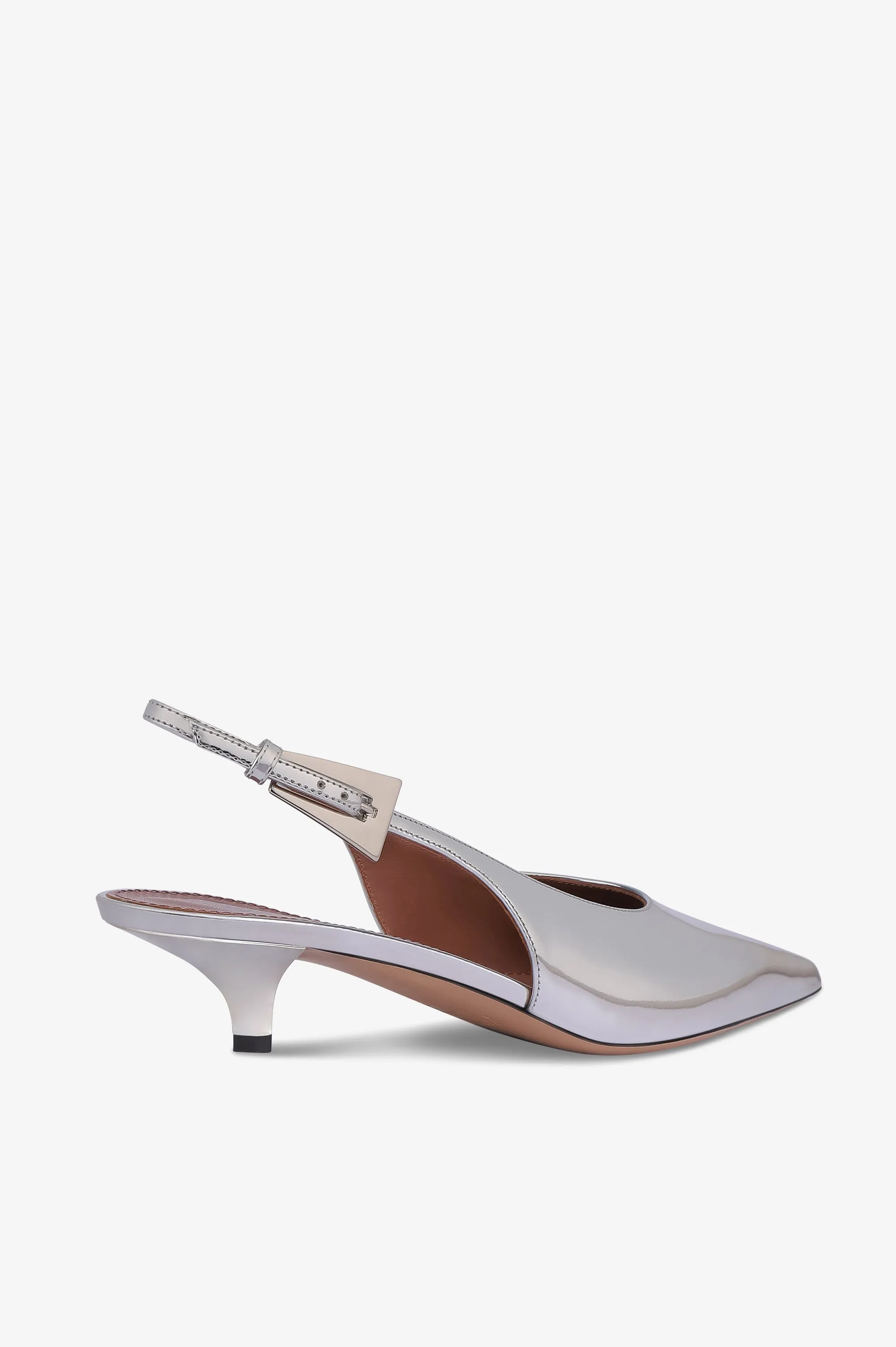 Slingbacks in silver mirror-effect leather sold by Paris Texas product image thumbnail 5