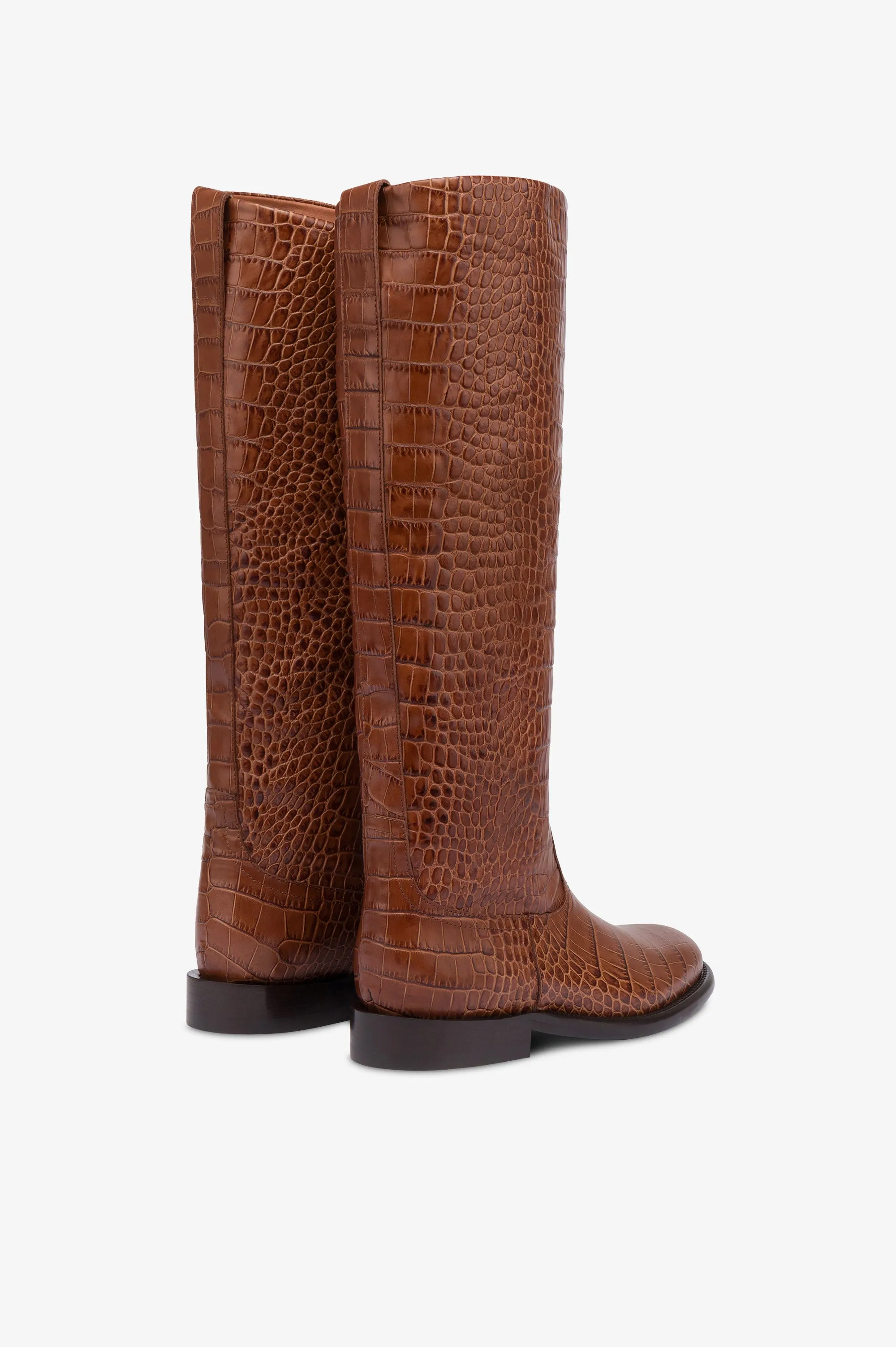 Boots in chocolate croco-embossed leather sold by Paris Texas product image thumbnail 3