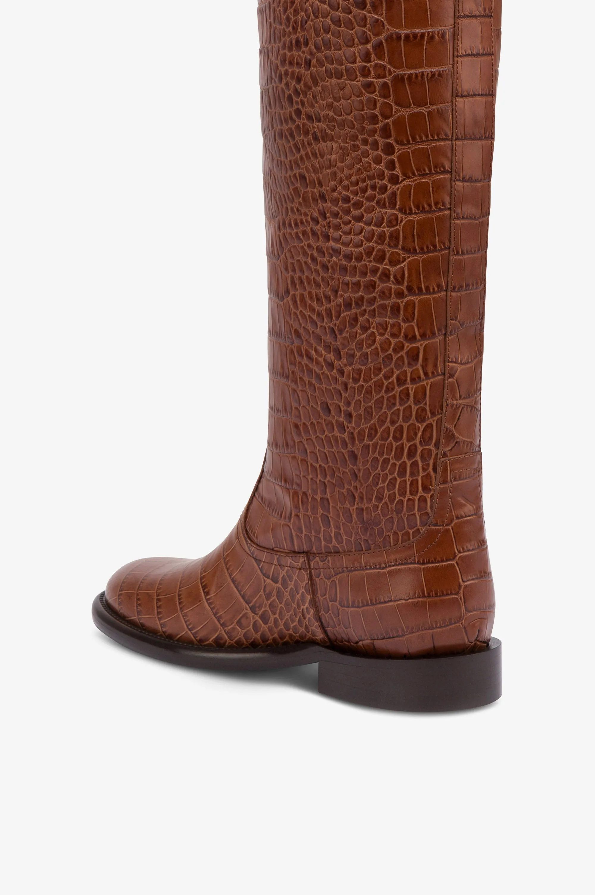 Boots in chocolate croco-embossed leather sold by Paris Texas product image thumbnail 5
