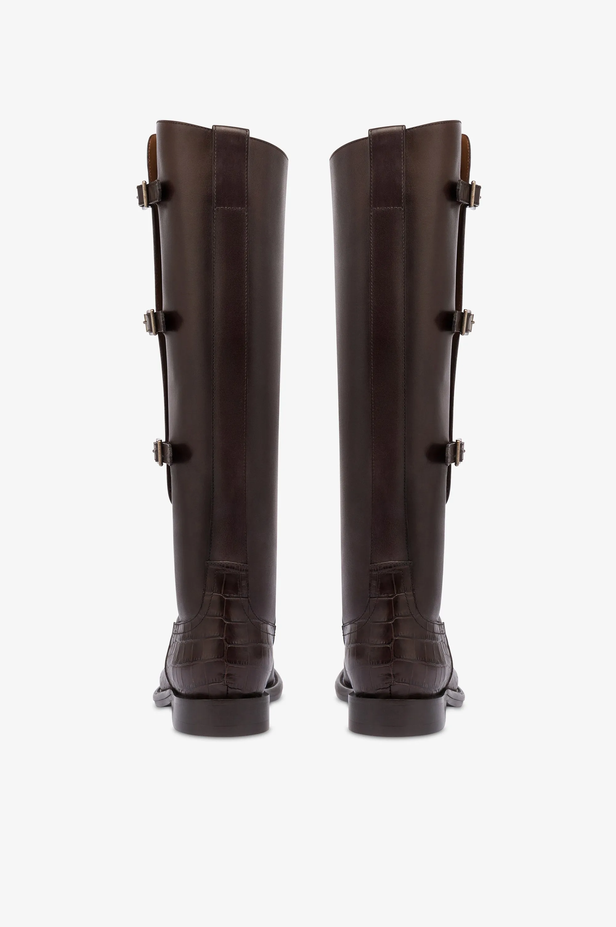 Boots in ebony calf leather with croco-embossed details sold by Paris Texas product image thumbnail 4