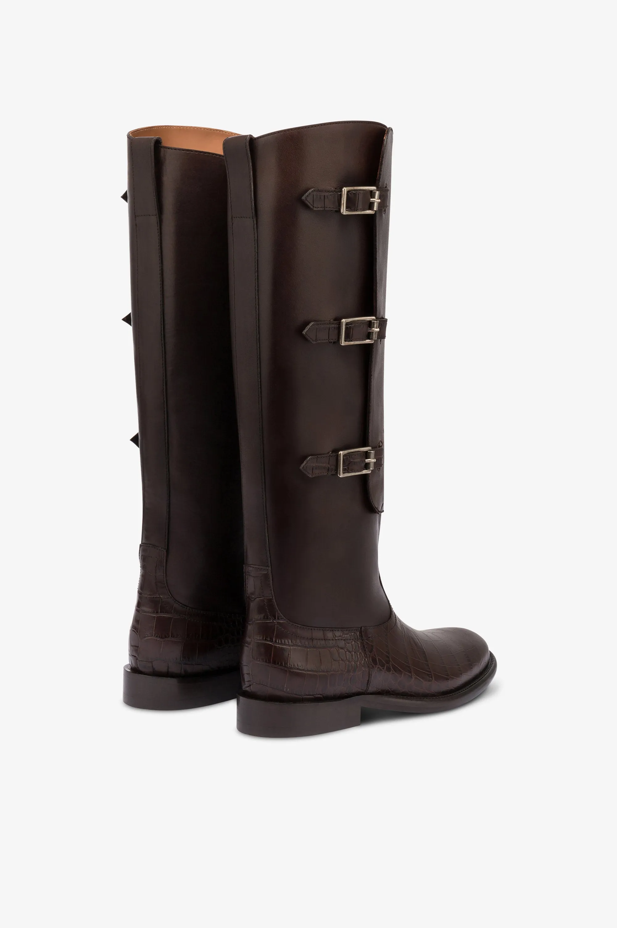 Boots in ebony calf leather with croco-embossed details sold by Paris Texas product image thumbnail 3