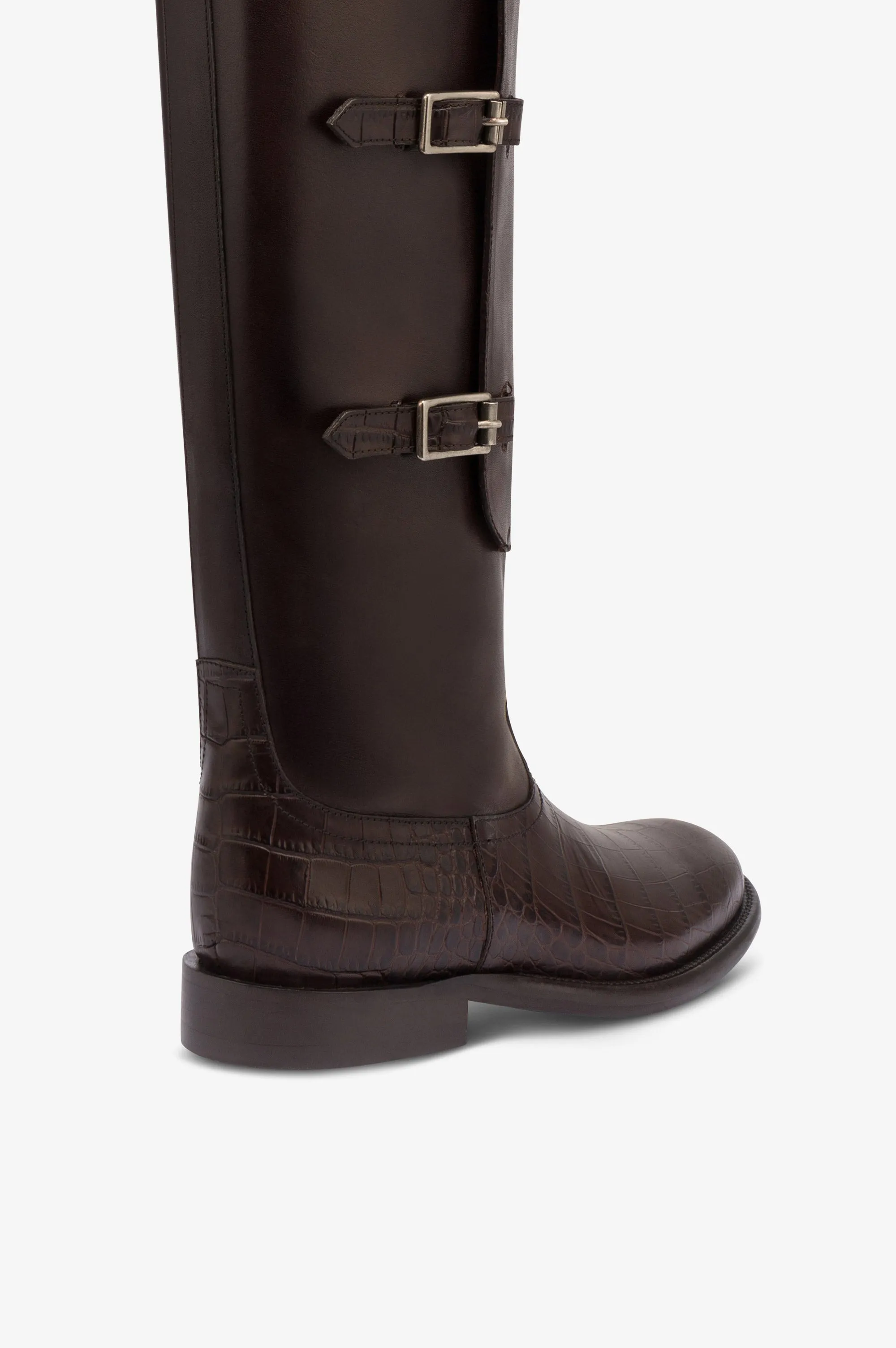 Boots in ebony calf leather with croco-embossed details sold by Paris Texas product image thumbnail 5