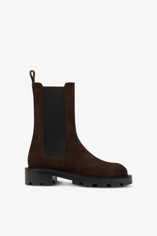 Ankle boots in ebony calf suede leather sold by Paris Texas