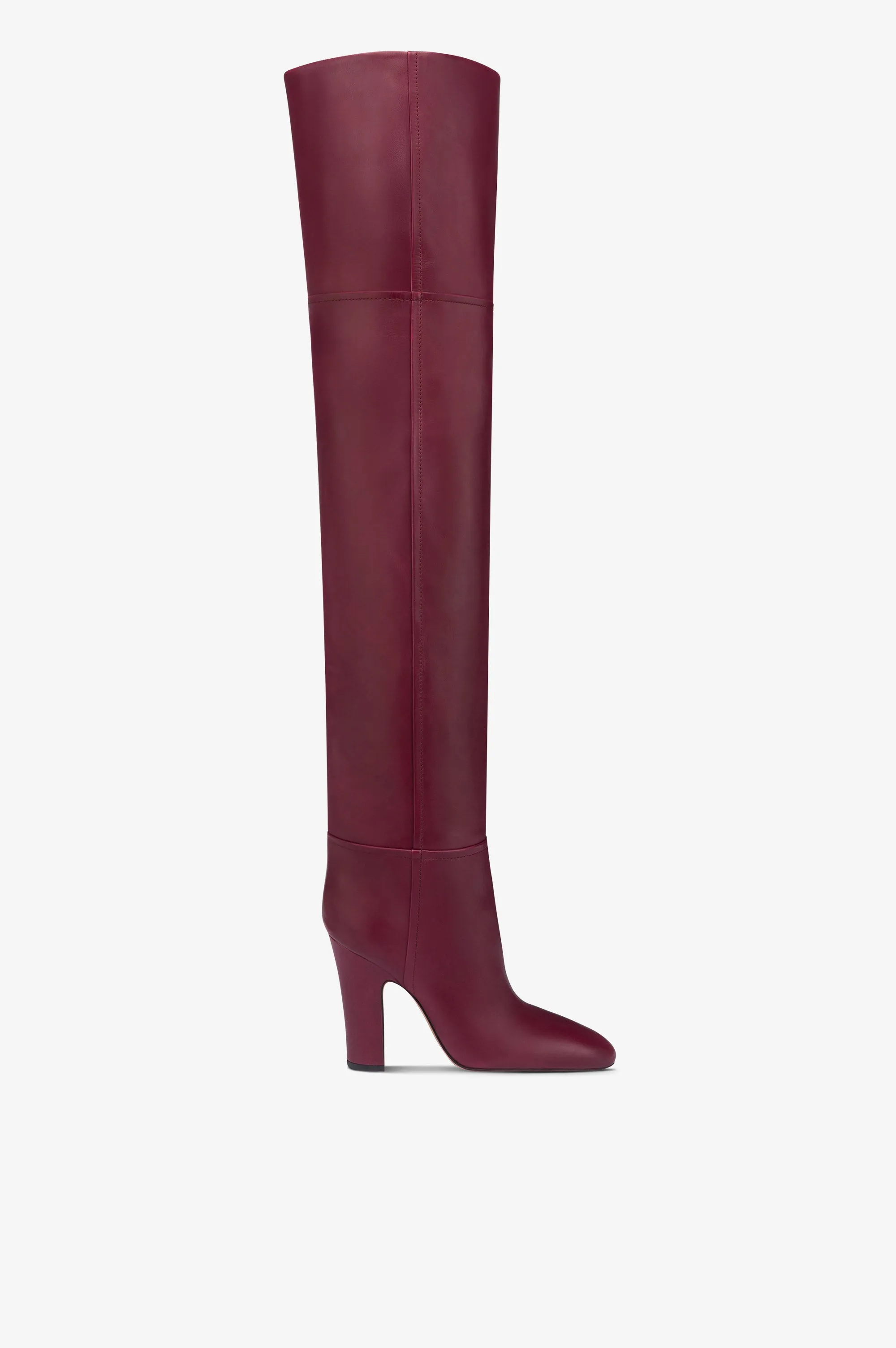 Over-the-knee boots in rouge noir calf leather sold by Paris Texas