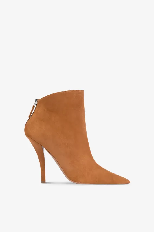 Ankle boots in cognac suede leather sold by Paris Texas