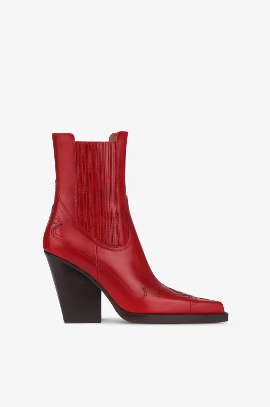 Ankle boots in ruby vintage-effect calf leather sold by Paris Texas