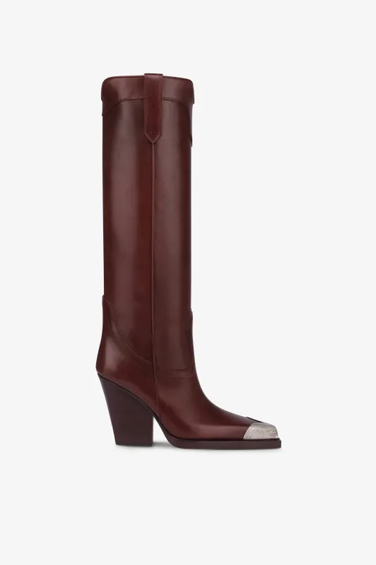 Texan boots in rouge noir calf leather sold by Paris Texas