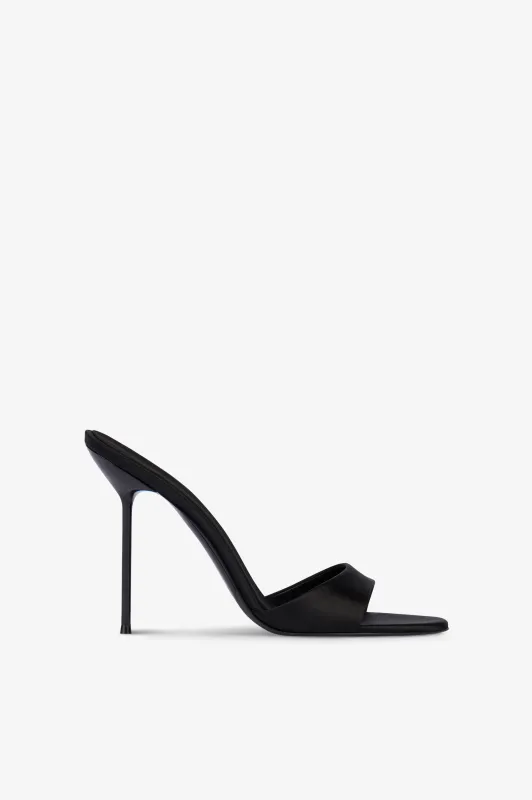 Mules in black satin. sold by Paris Texas