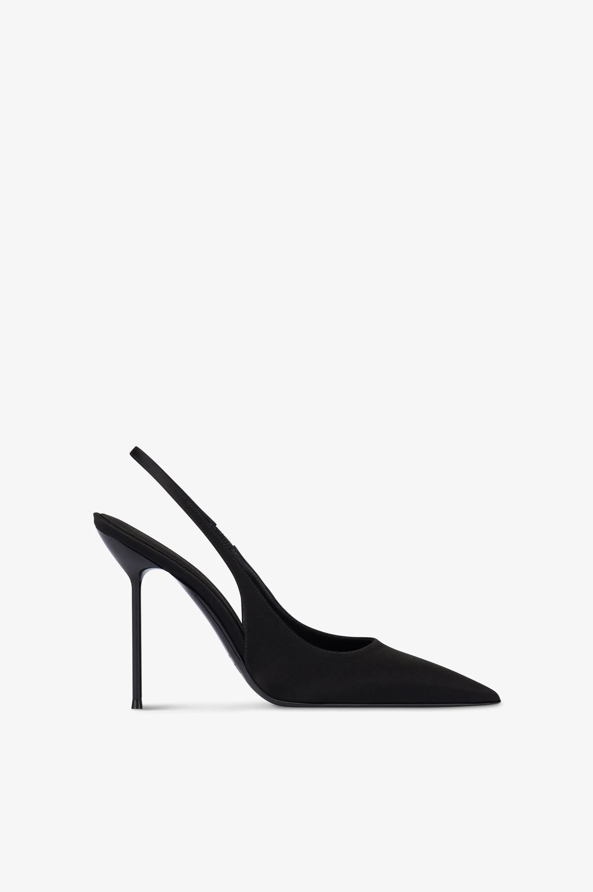 Slingbacks in black satin. sold by Paris Texas
