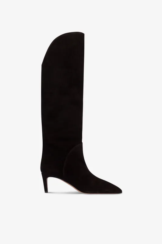 Boots in ebony calf suede leather. sold by Paris Texas