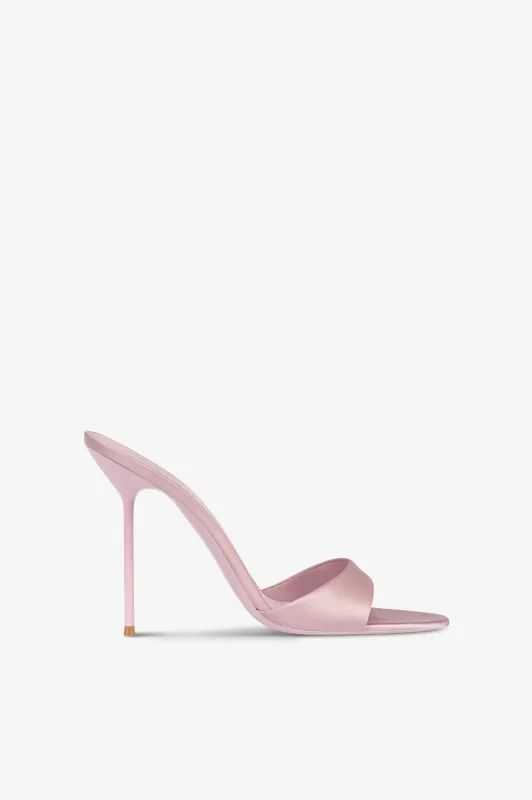 Mules in ballerina pink satin. sold by Paris Texas