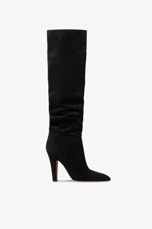Boots in black calf suede leather. sold by Paris Texas