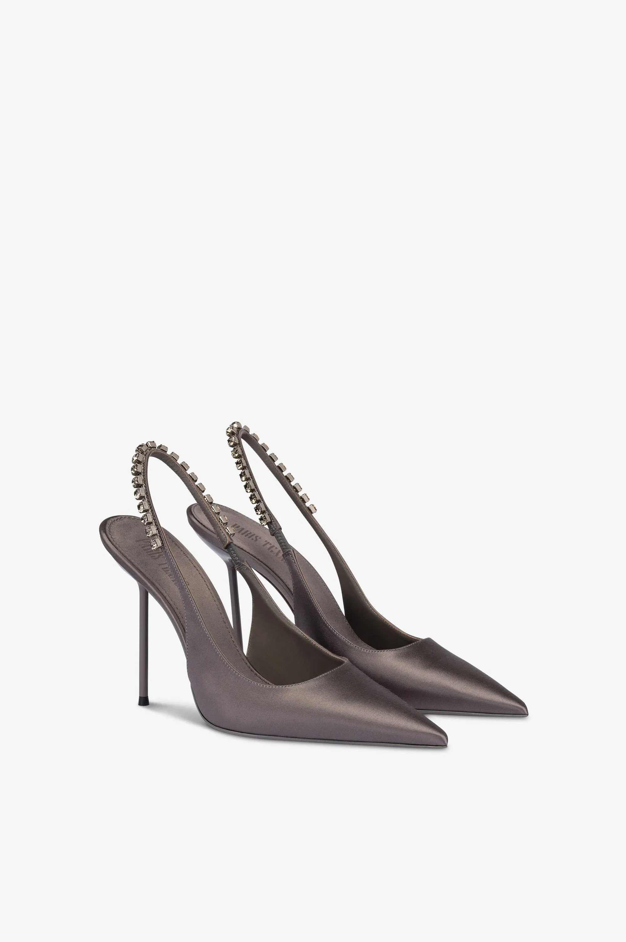 Slingbacks in grey satin with stud detailing. sold by Paris Texas product image thumbnail 2