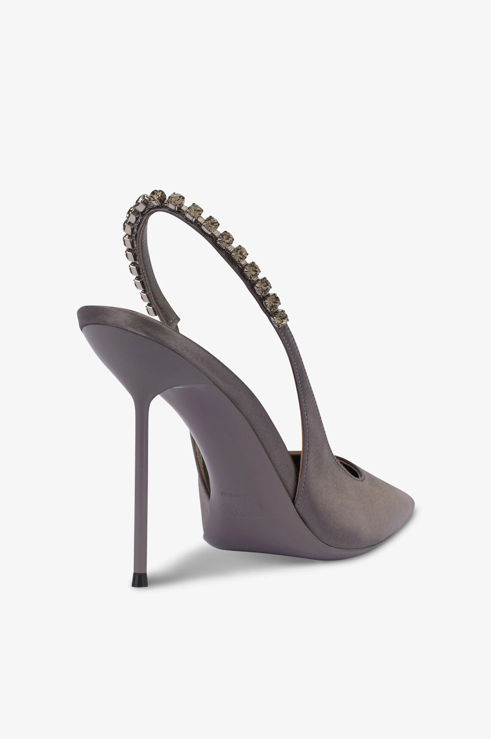 Slingbacks in grey satin with stud detailing. sold by Paris Texas product image thumbnail 5
