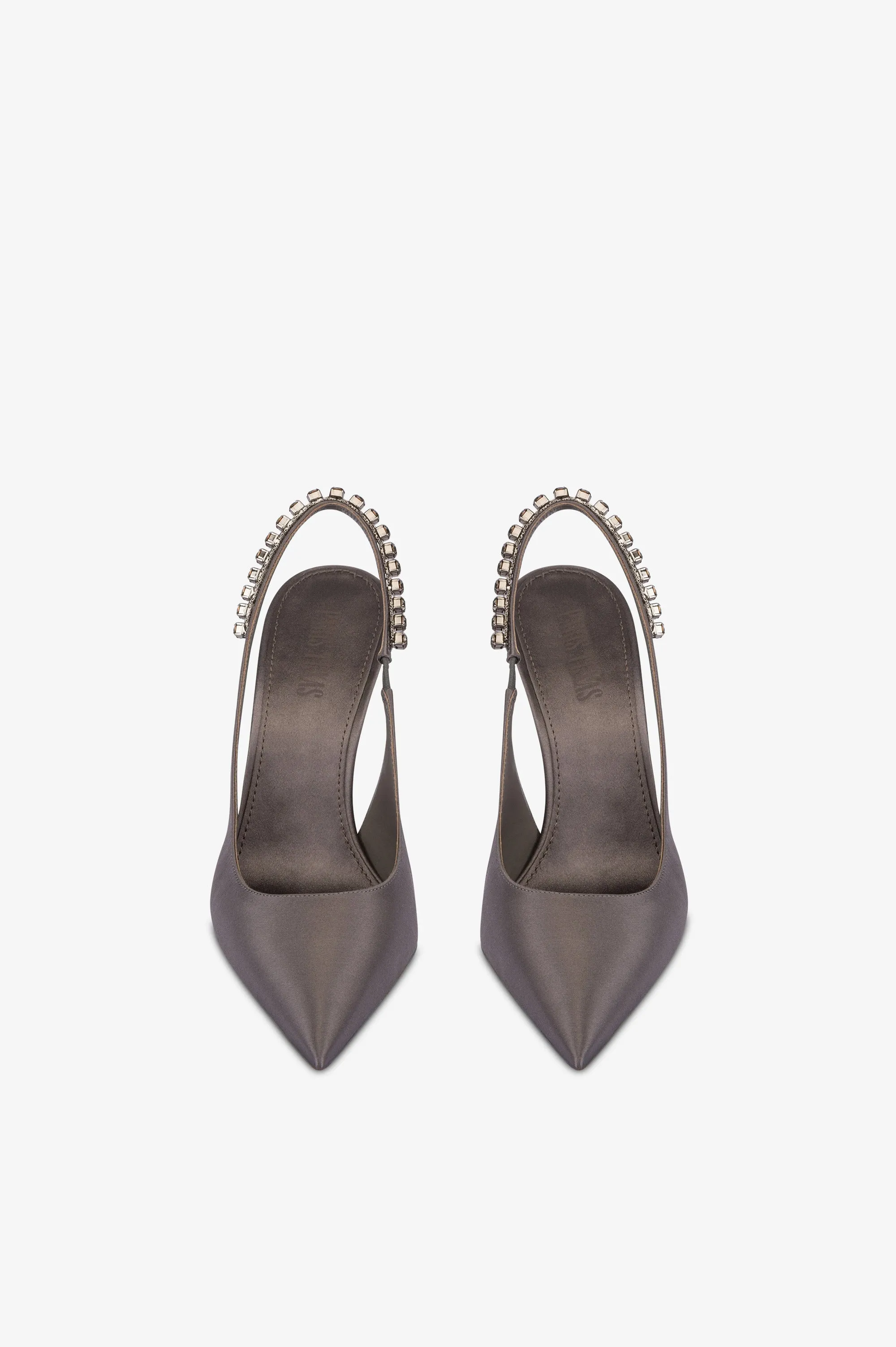 Slingbacks in grey satin with stud detailing. sold by Paris Texas product image thumbnail 3