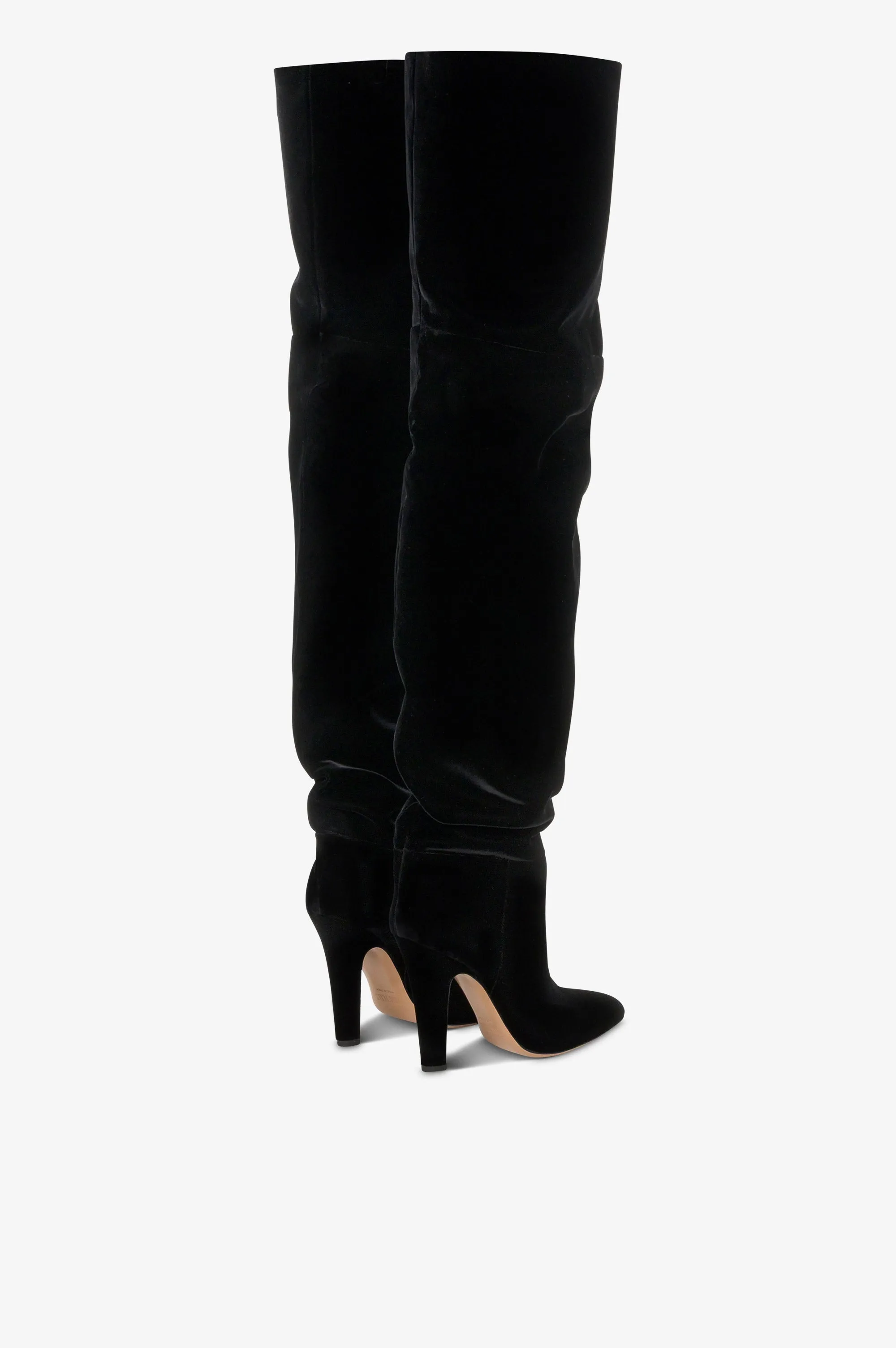 Over-the-knee boots in black velvet. sold by Paris Texas product image thumbnail 3