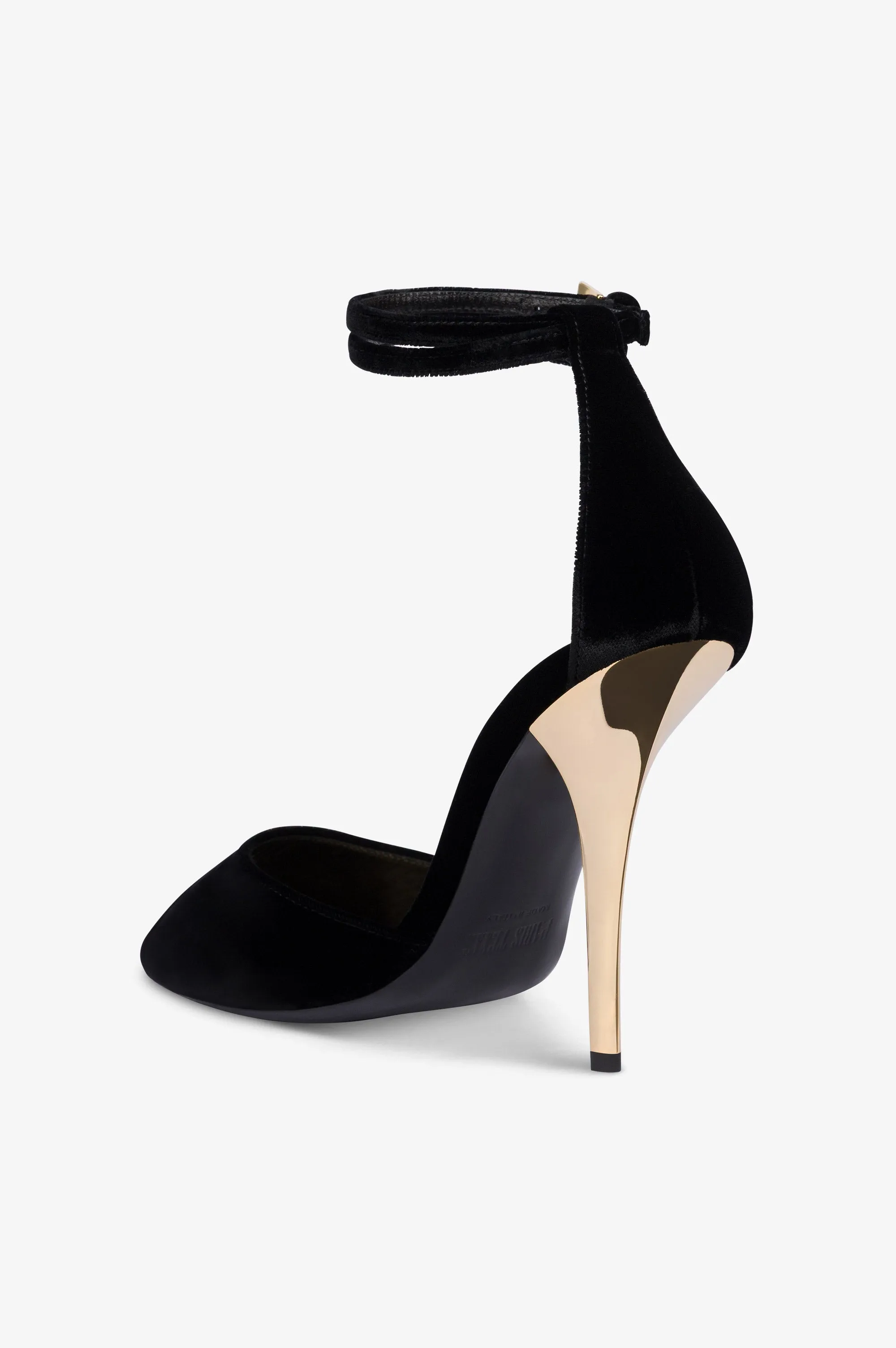 Sandals in black velvet with gold detailing. sold by Paris Texas product image thumbnail 5