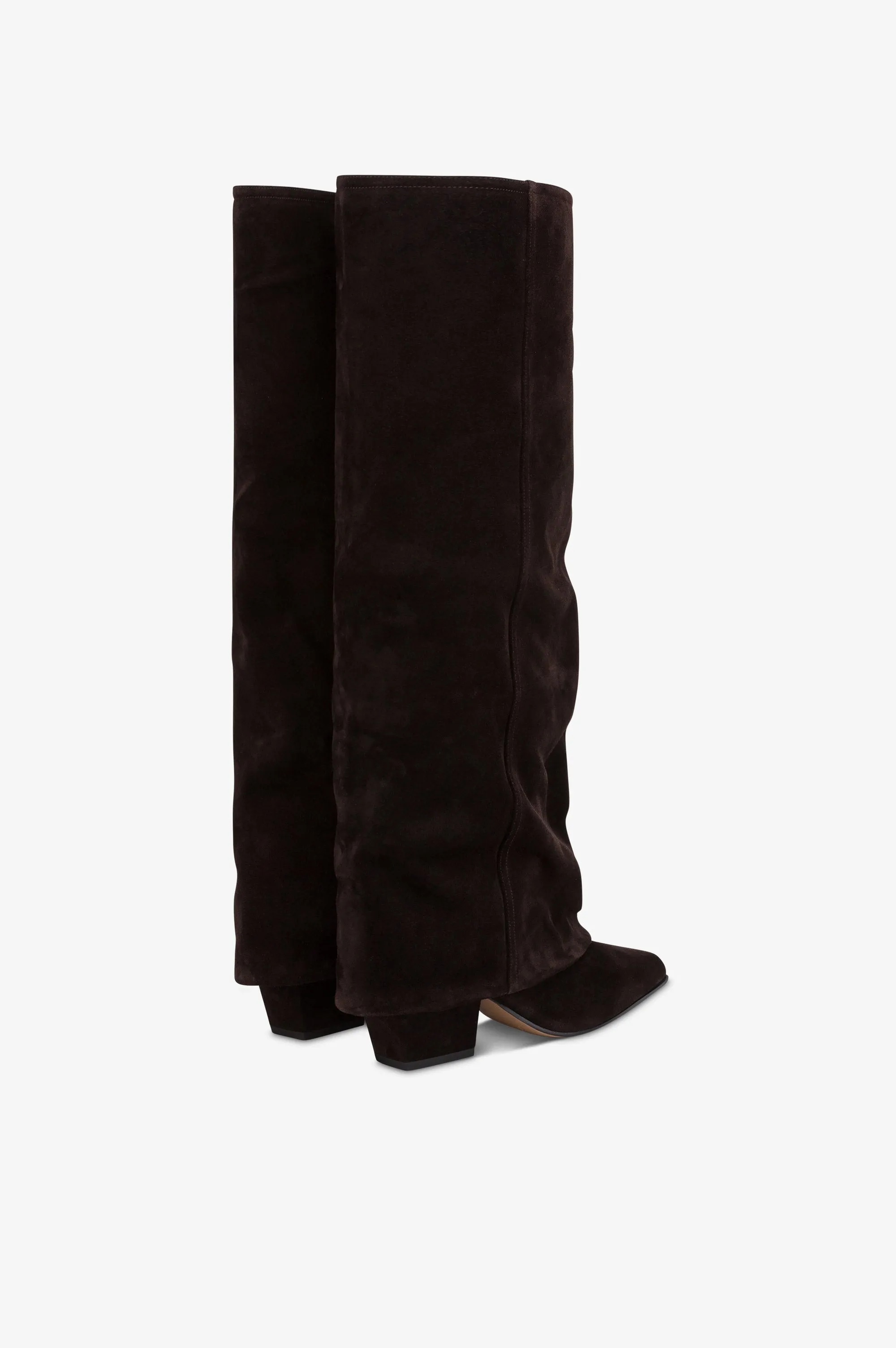 Fold-over boots in ebony calf suede leather. sold by Paris Texas product image thumbnail 3