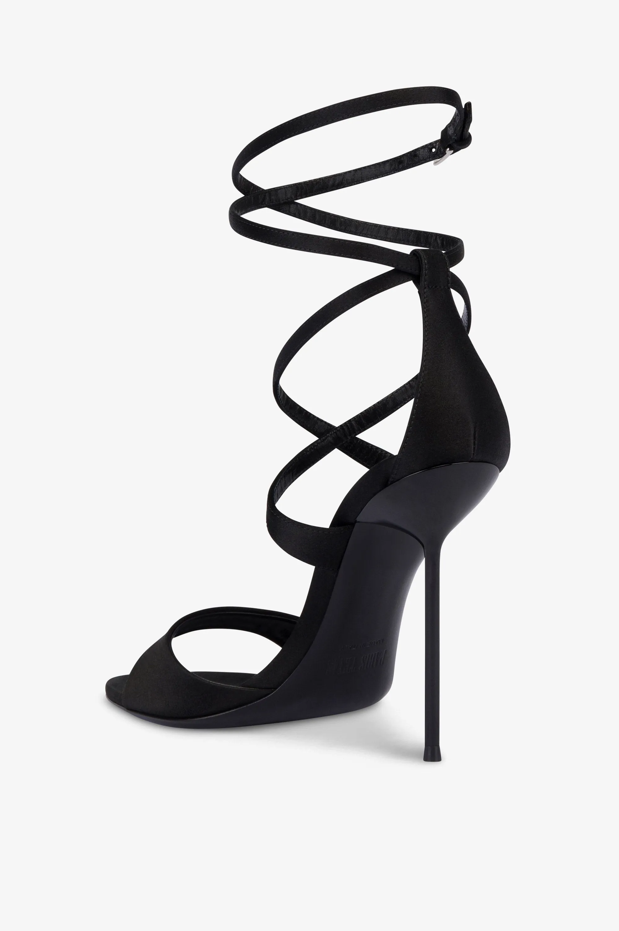 Ankle-strap sandals in black satin sold by Paris Texas product image thumbnail 5