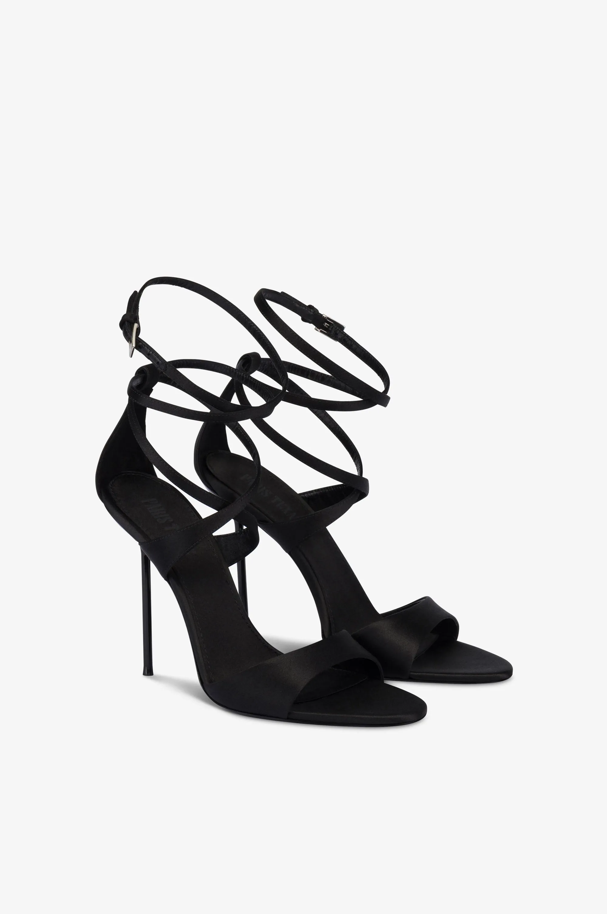 Ankle-strap sandals in black satin sold by Paris Texas product image thumbnail 2