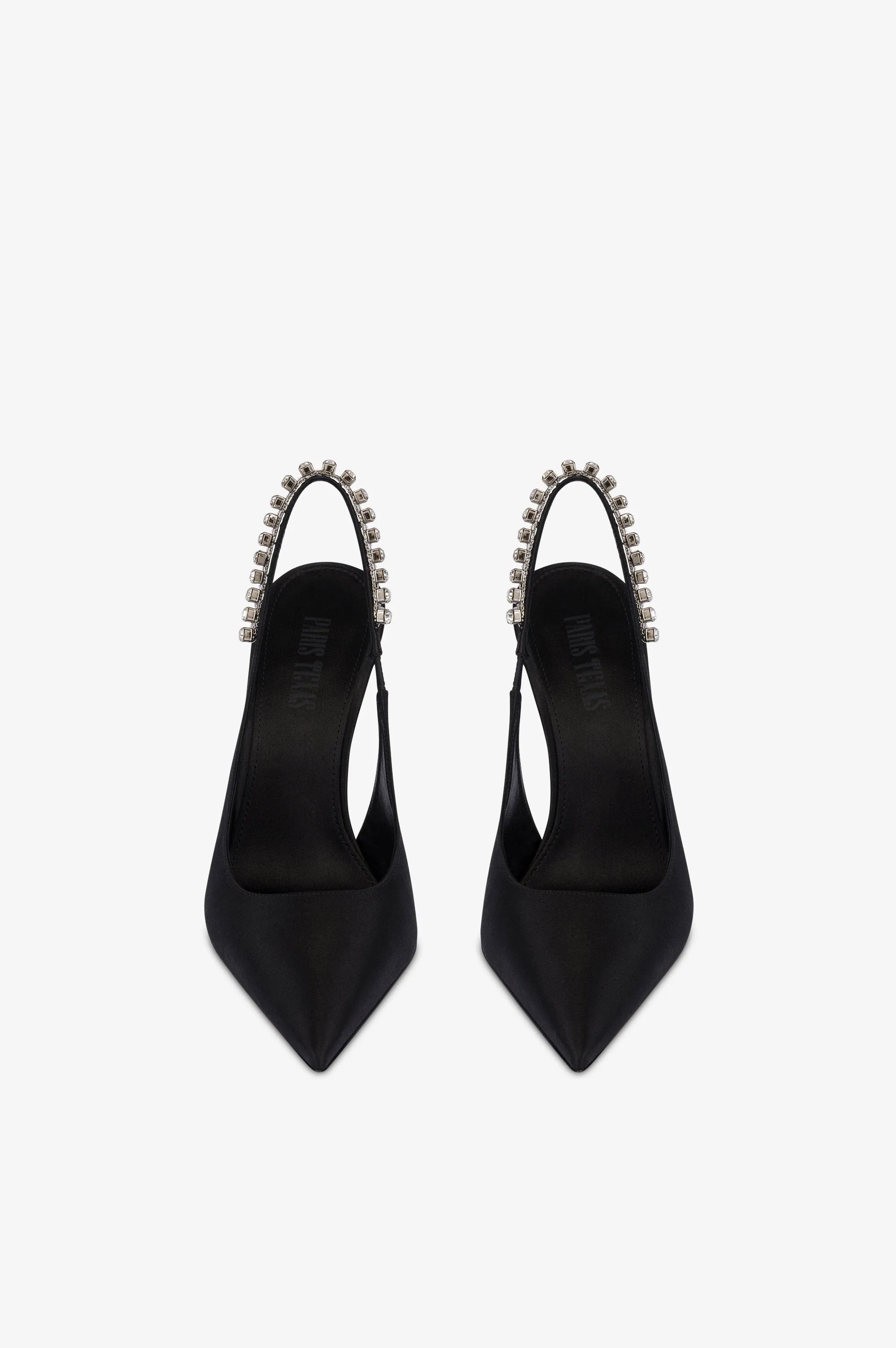 Slingbacks in black satin with stud detailing. sold by Paris Texas product image thumbnail 3