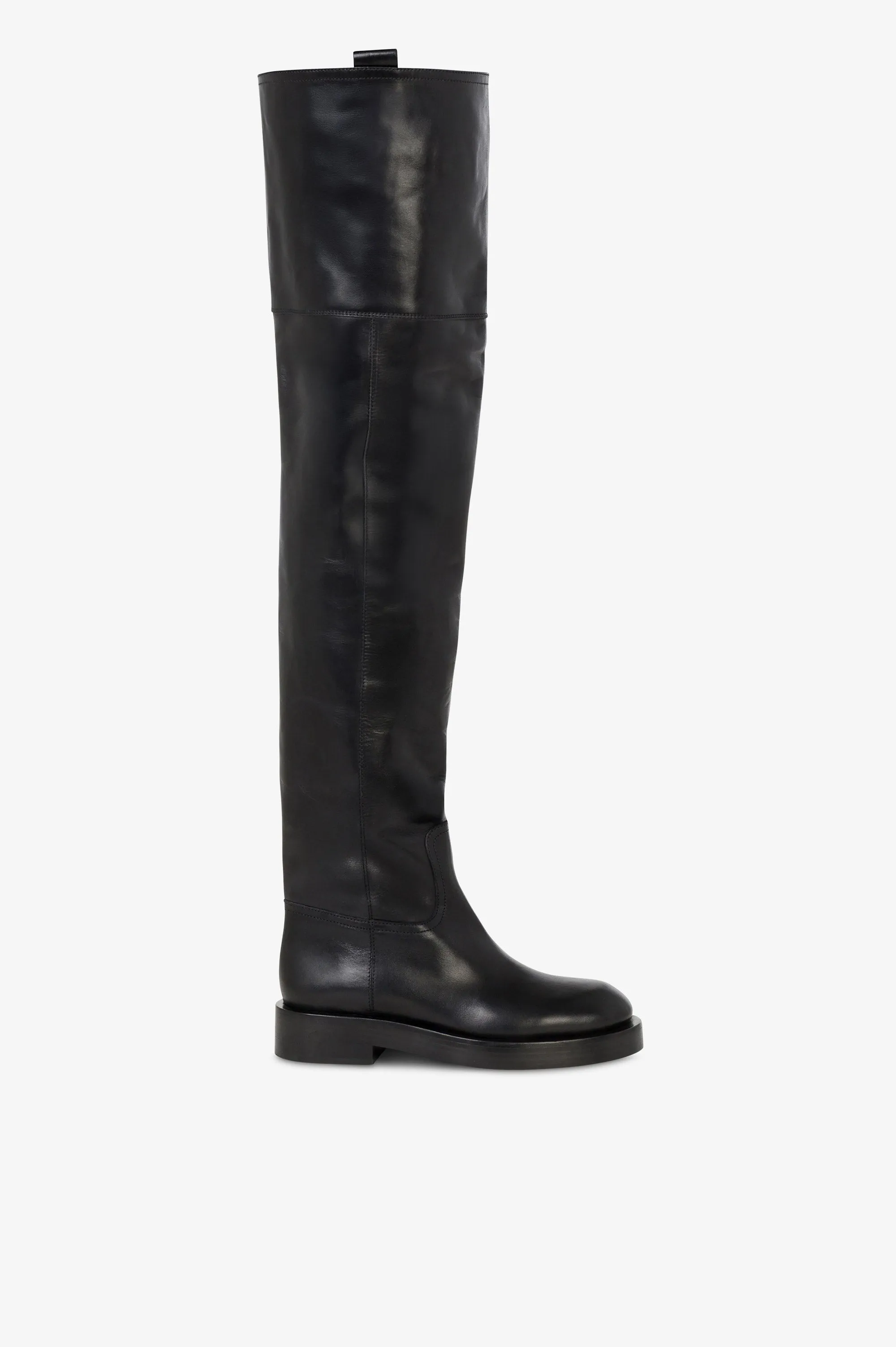 Over-the-knee boots in black calf leather. sold by Paris Texas