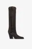 Texan boots in black vintage-effect leather. sold by Paris Texas