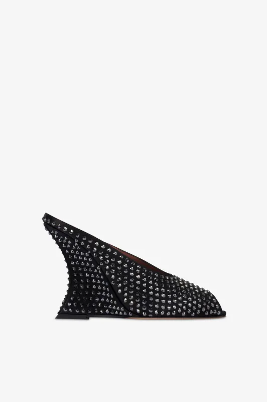 Sabots in black satin with crystals. sold by Paris Texas