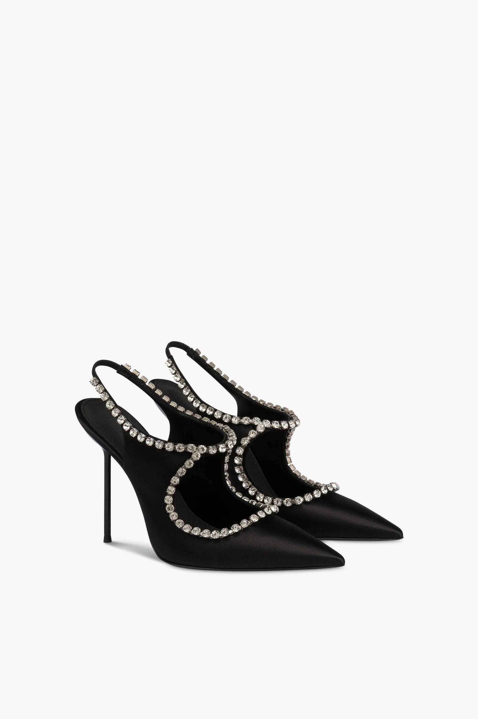 Slingbacks in black satin with stud detailing. sold by Paris Texas product image thumbnail 2