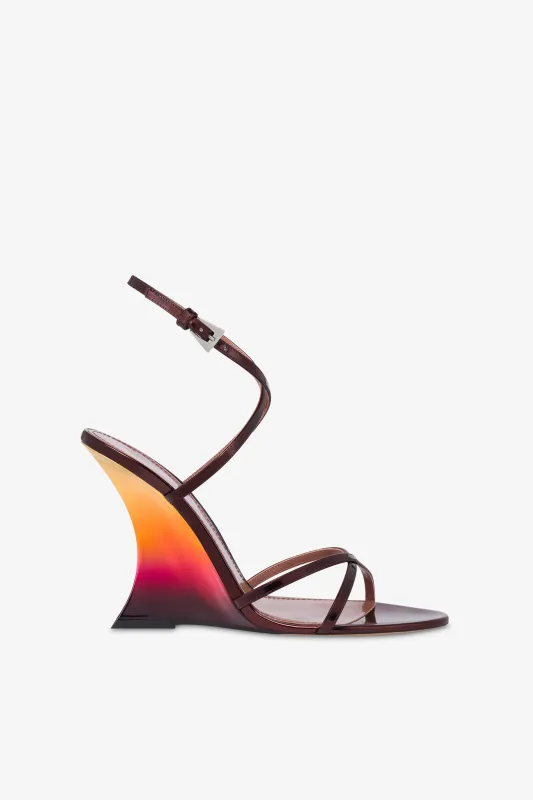 Sandals in wine sunset mirror-effect leather sold by Paris Texas