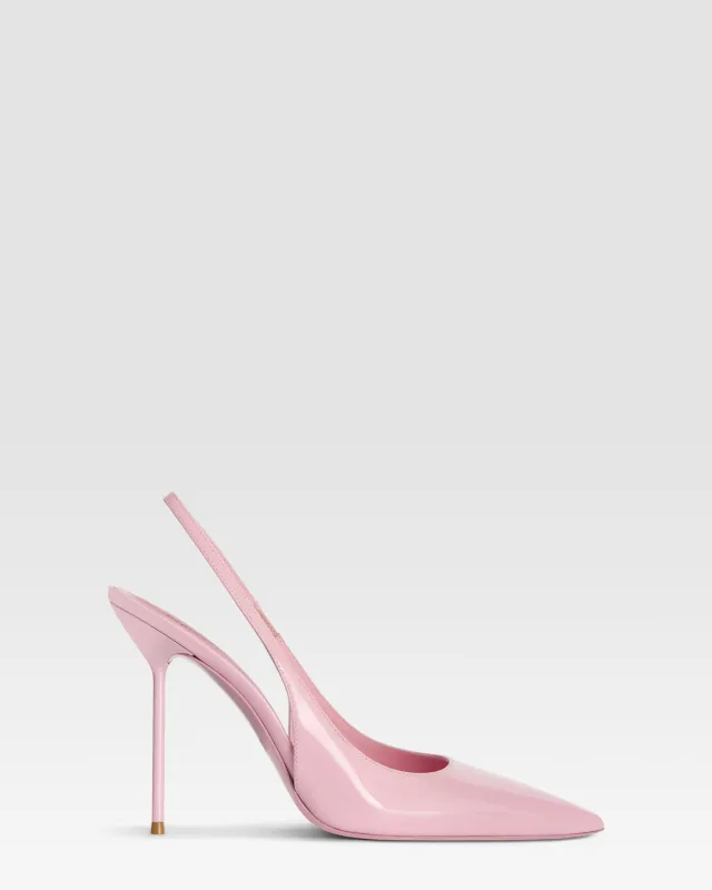 Slingbacks in petal pink patent leather sold by Paris Texas