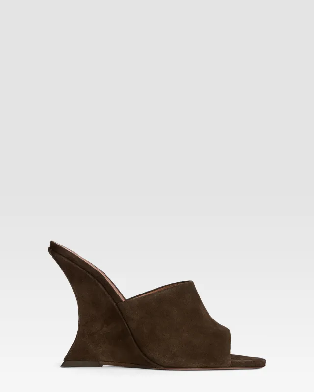 Sabots in ebony calf suede leather made by Paris Texas