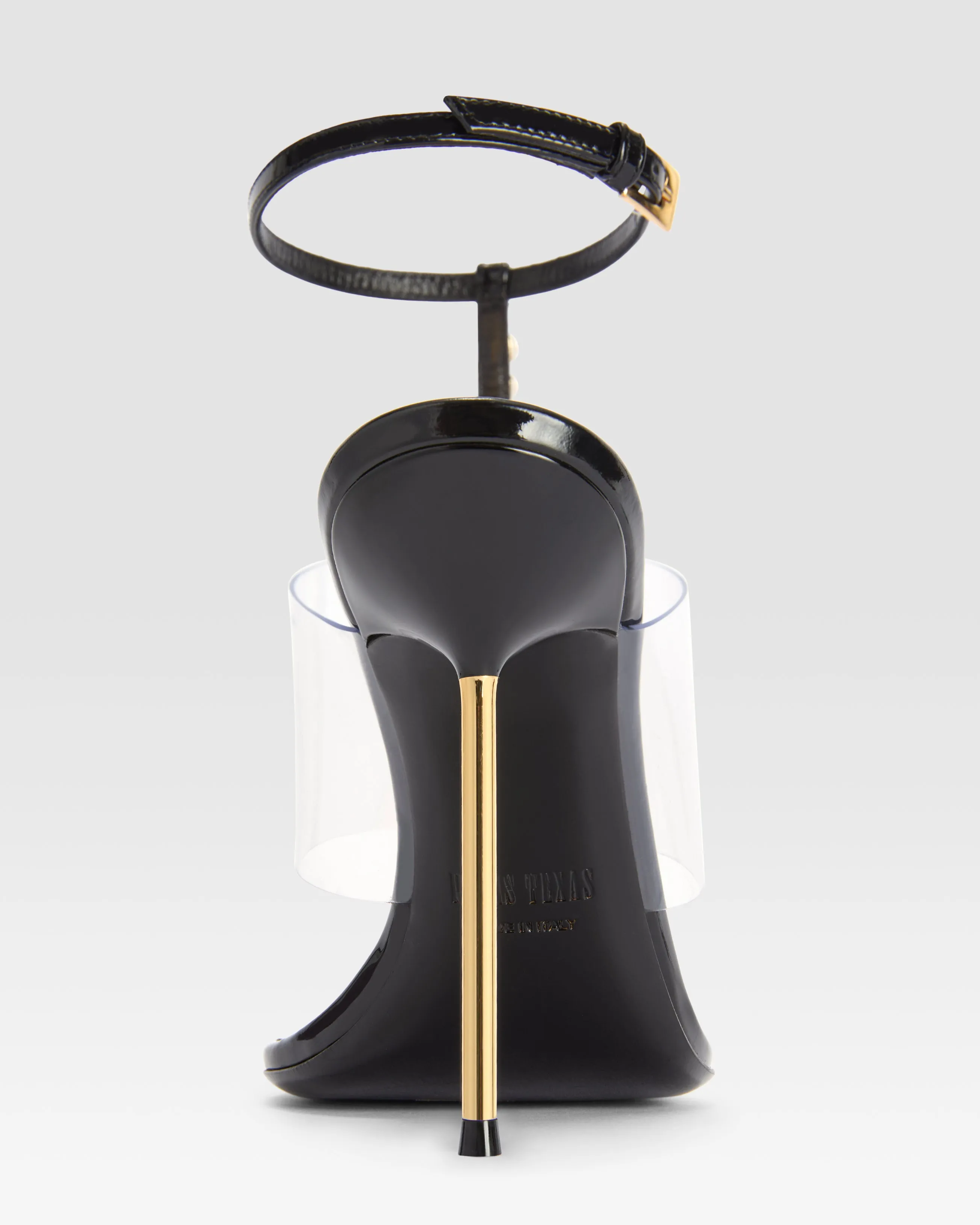 T-strap sandals in black patent leather with stud detailing sold by Paris Texas product image thumbnail 4