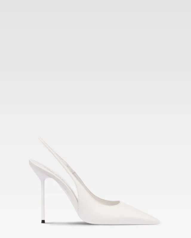 Slingbacks in white leather made by Paris Texas