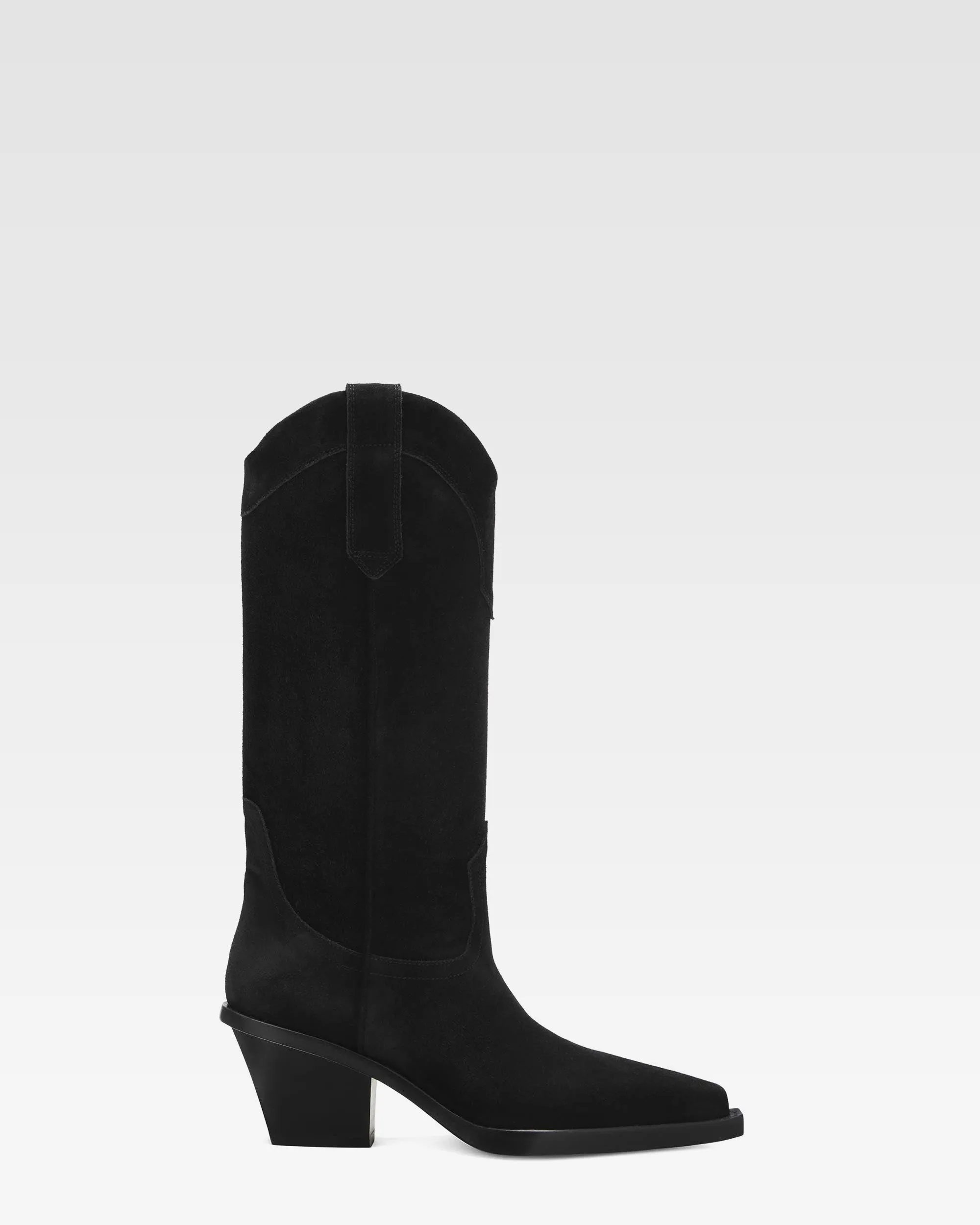Black calf suede heel 60 ankle boot sold by Paris Texas